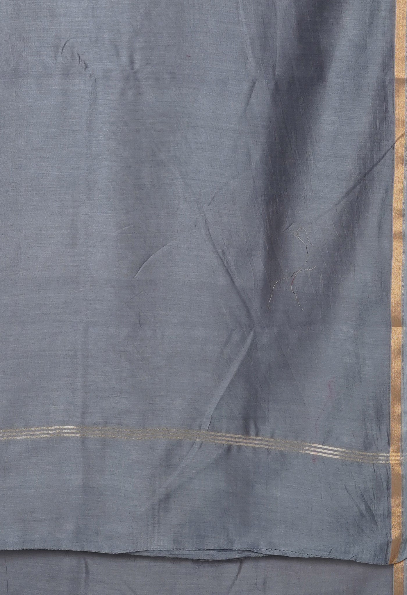 Grey Pure Plain Chanderi Sico Saree With Kalamkari Blouse Piece-UNM81560