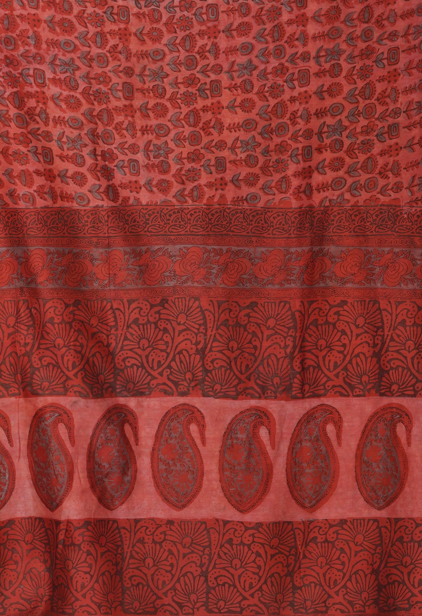 Red Pure Vanaspathi Block Printed Chanderi Sico Saree-UNM81650