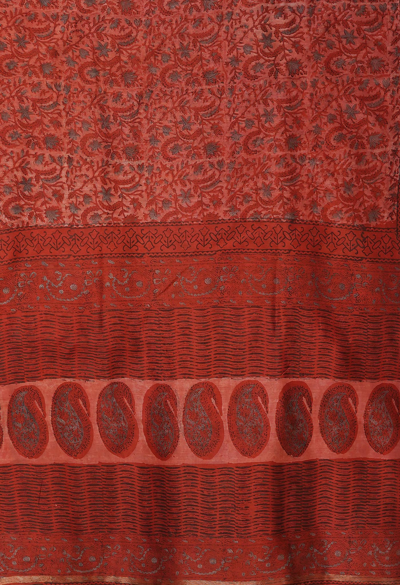 Red Pure Vanaspathi Block Printed Chanderi Sico Saree-UNM81652