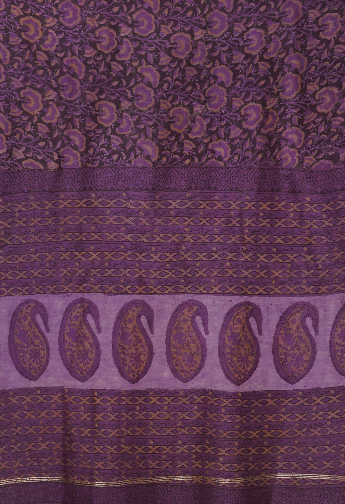 Violet Pure Vanaspathi Block Printed Chanderi Sico Saree-UNM81655