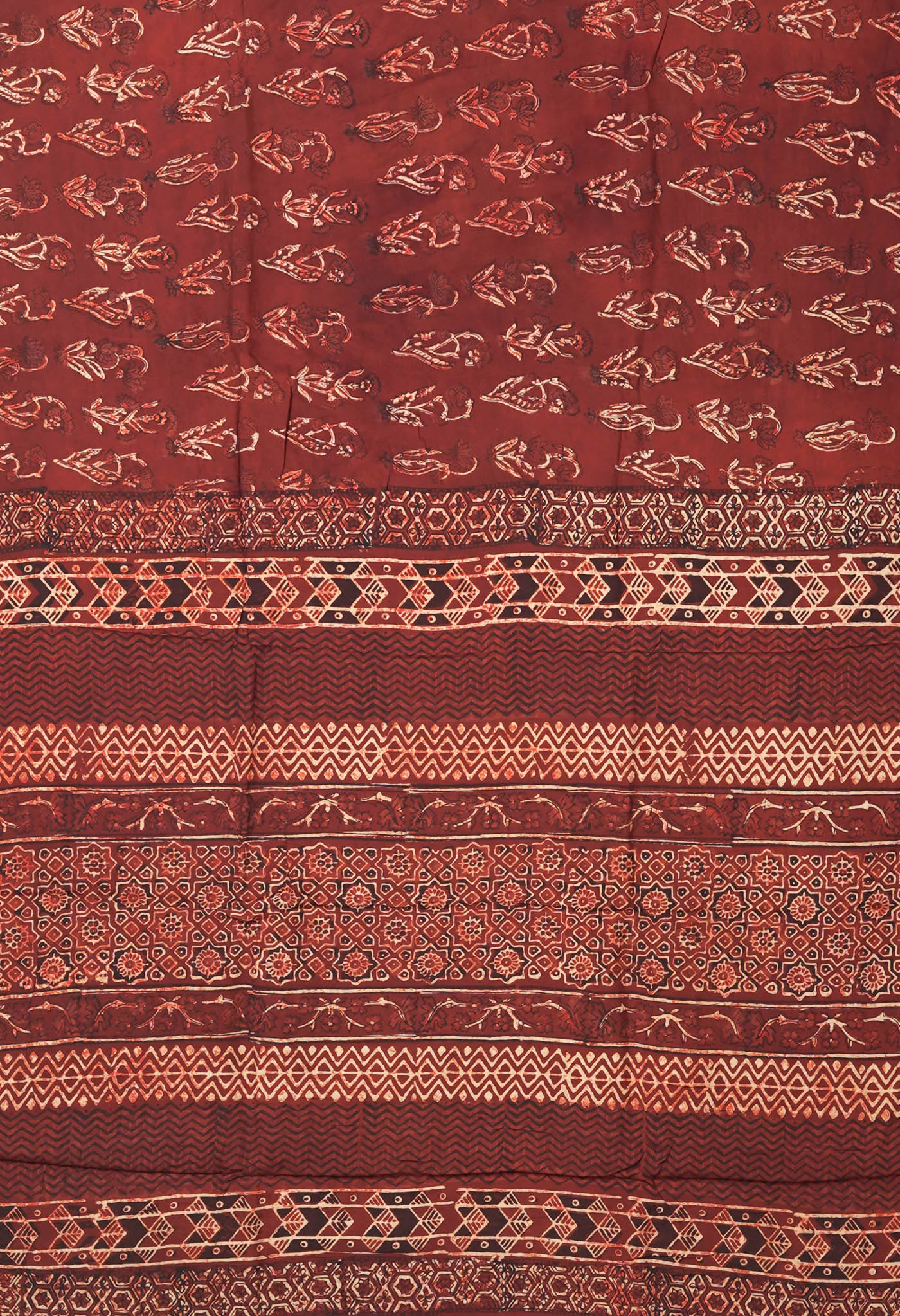 Maroon Pure Ajrakh Printed Soft Silk Saree-UNM81678