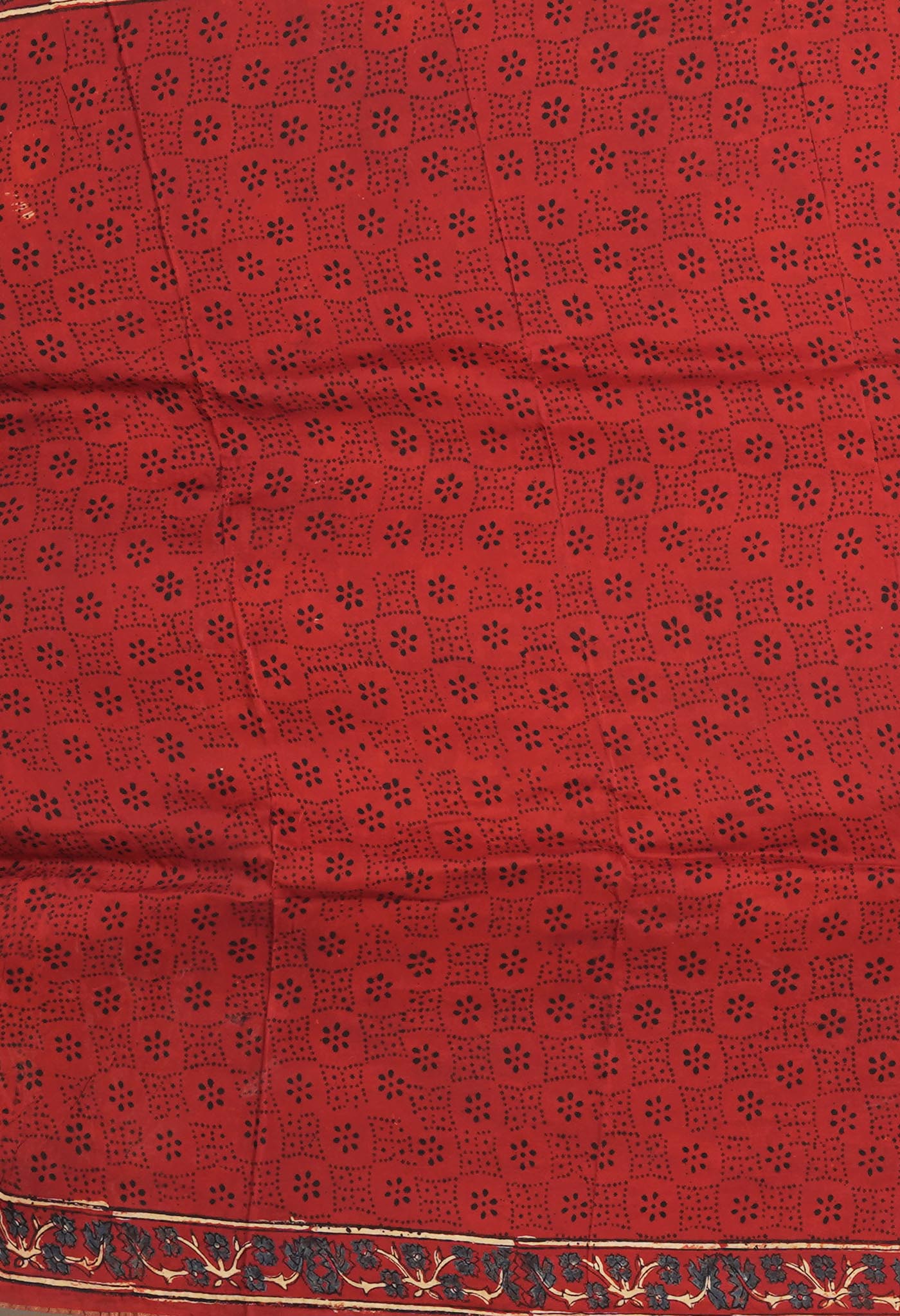 Red Pure Ajrakh Printed Soft Silk Saree-UNM81691