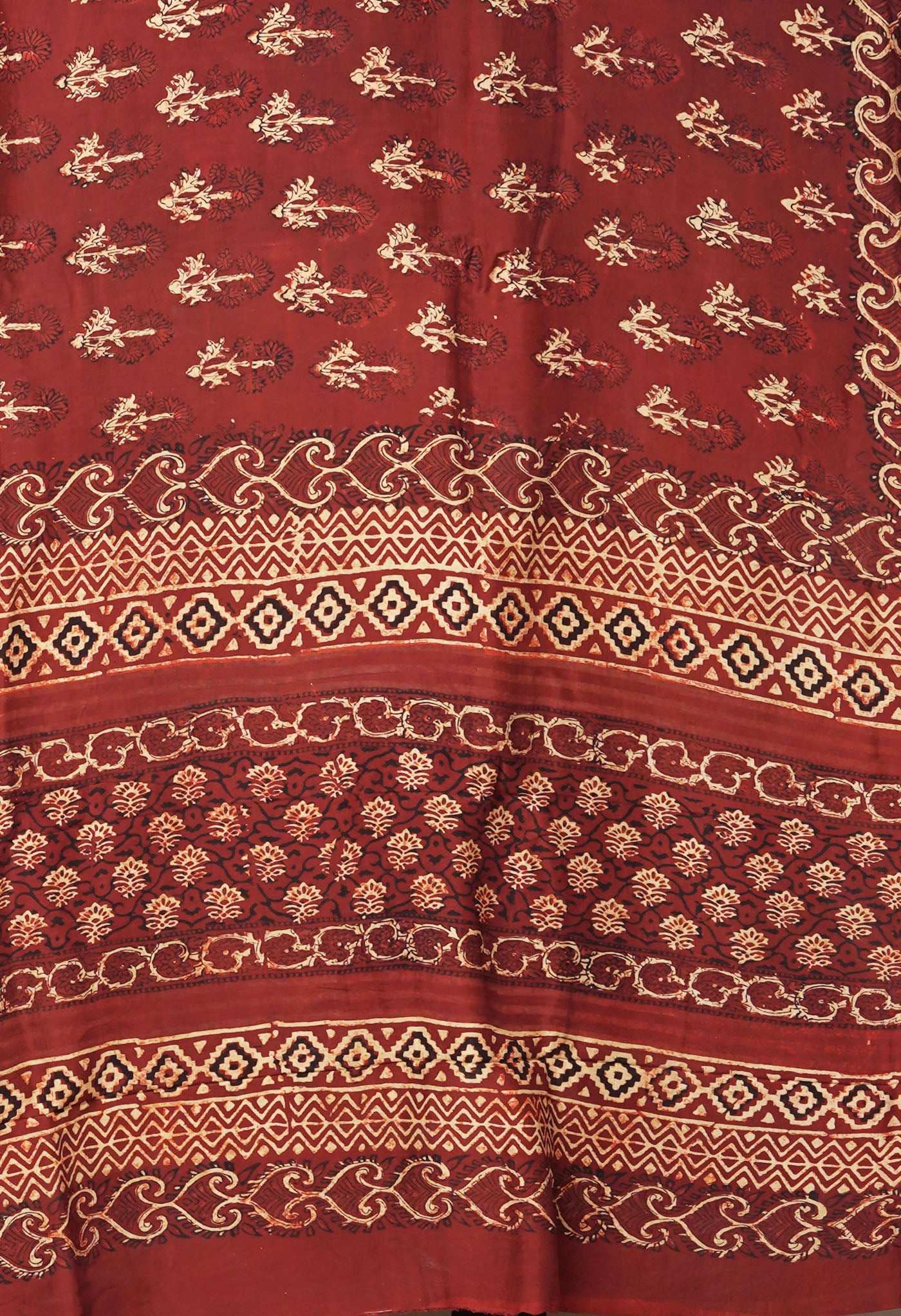 Maroon Pure Ajrakh Printed Soft Silk Saree-UNM81692