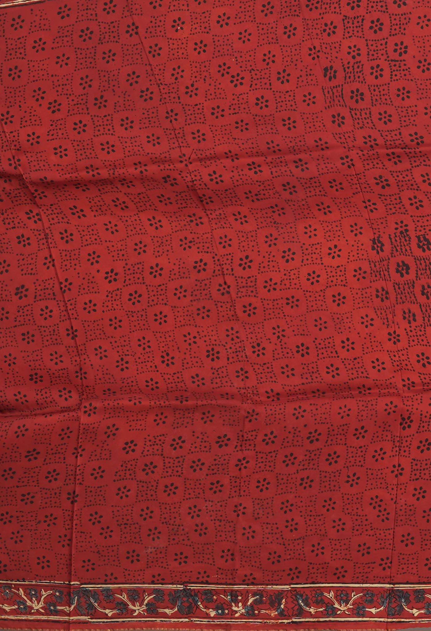 Red Pure Ajrakh Printed Soft Silk Saree-UNM81695