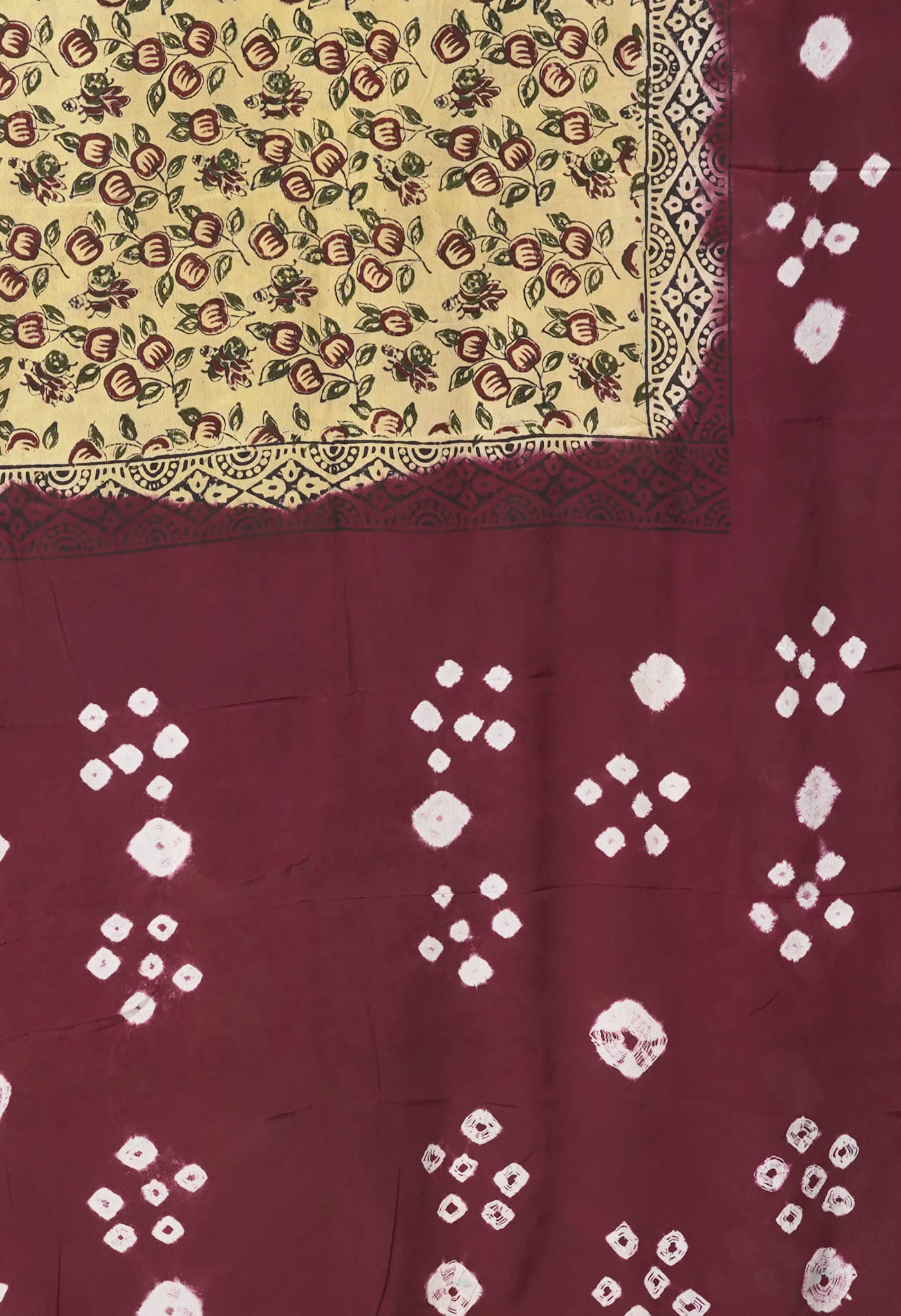 Ivory-Dark Purple Pure Dyed Block Printed Soft Silk Saree-UNM81706