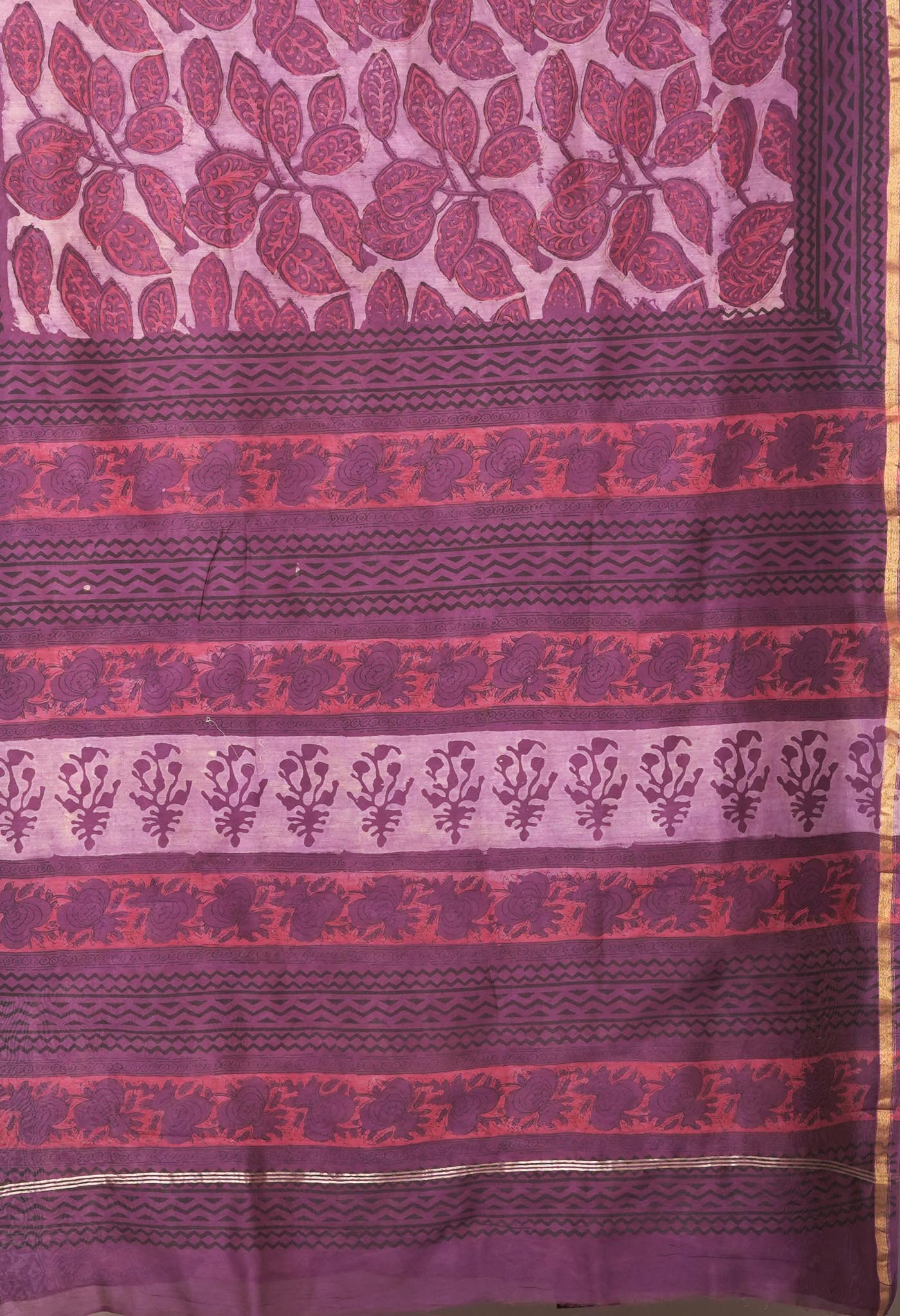 Violet Pure Vanaspathi Block Printed Chanderi Sico Saree-UNM81711