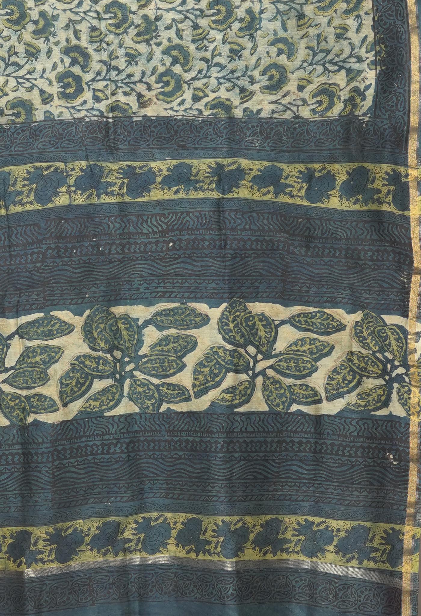 Blue Pure Vanaspathi Block Printed Chanderi Sico Saree-UNM81718