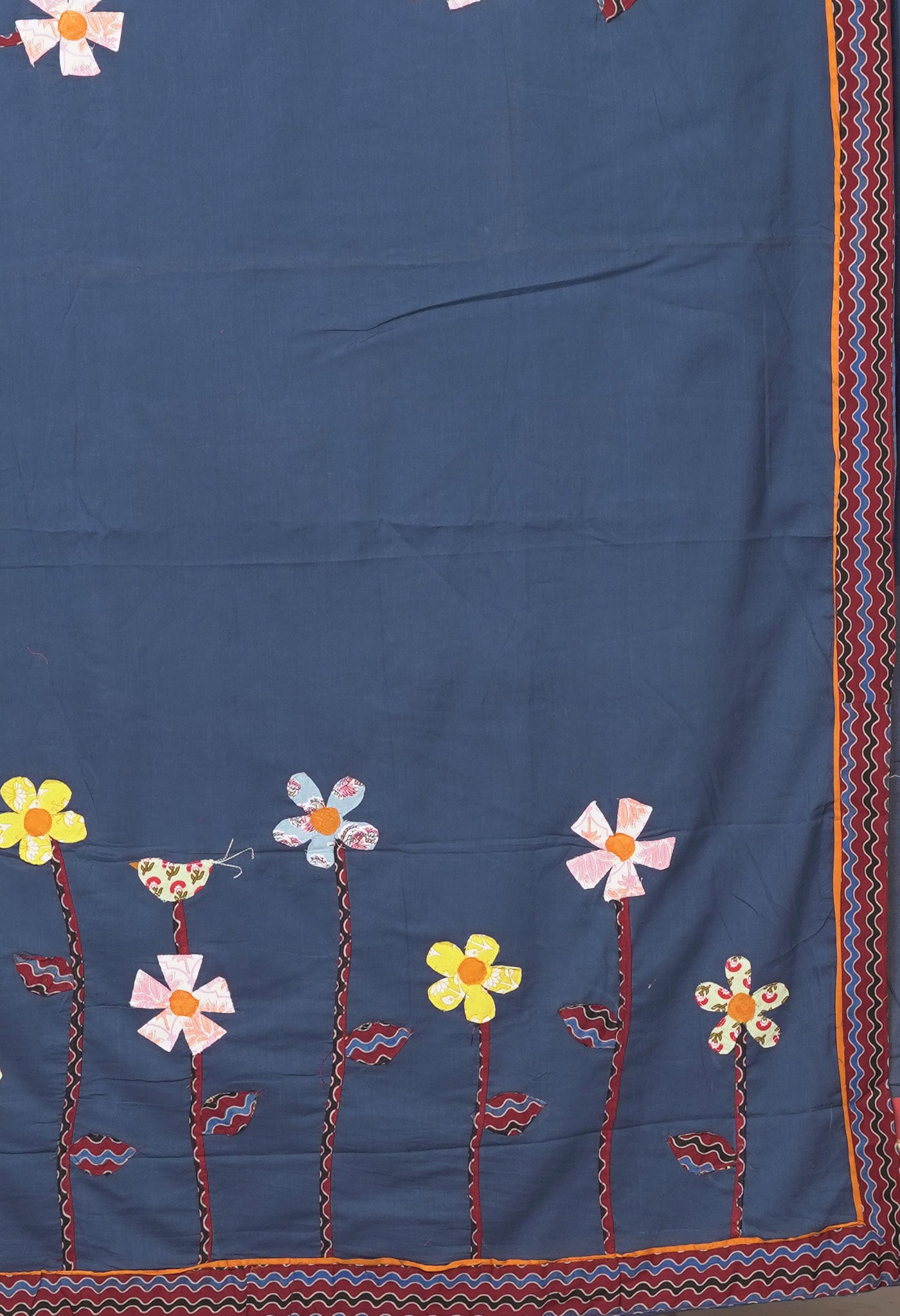 Blue Pure Applique Work Mulmul Cotton Saree-UNM81721