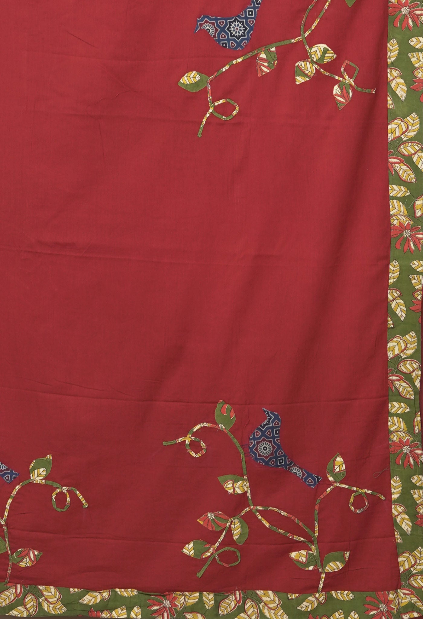 Maroon Pure Applique Work Mulmul Cotton Saree-UNM81736