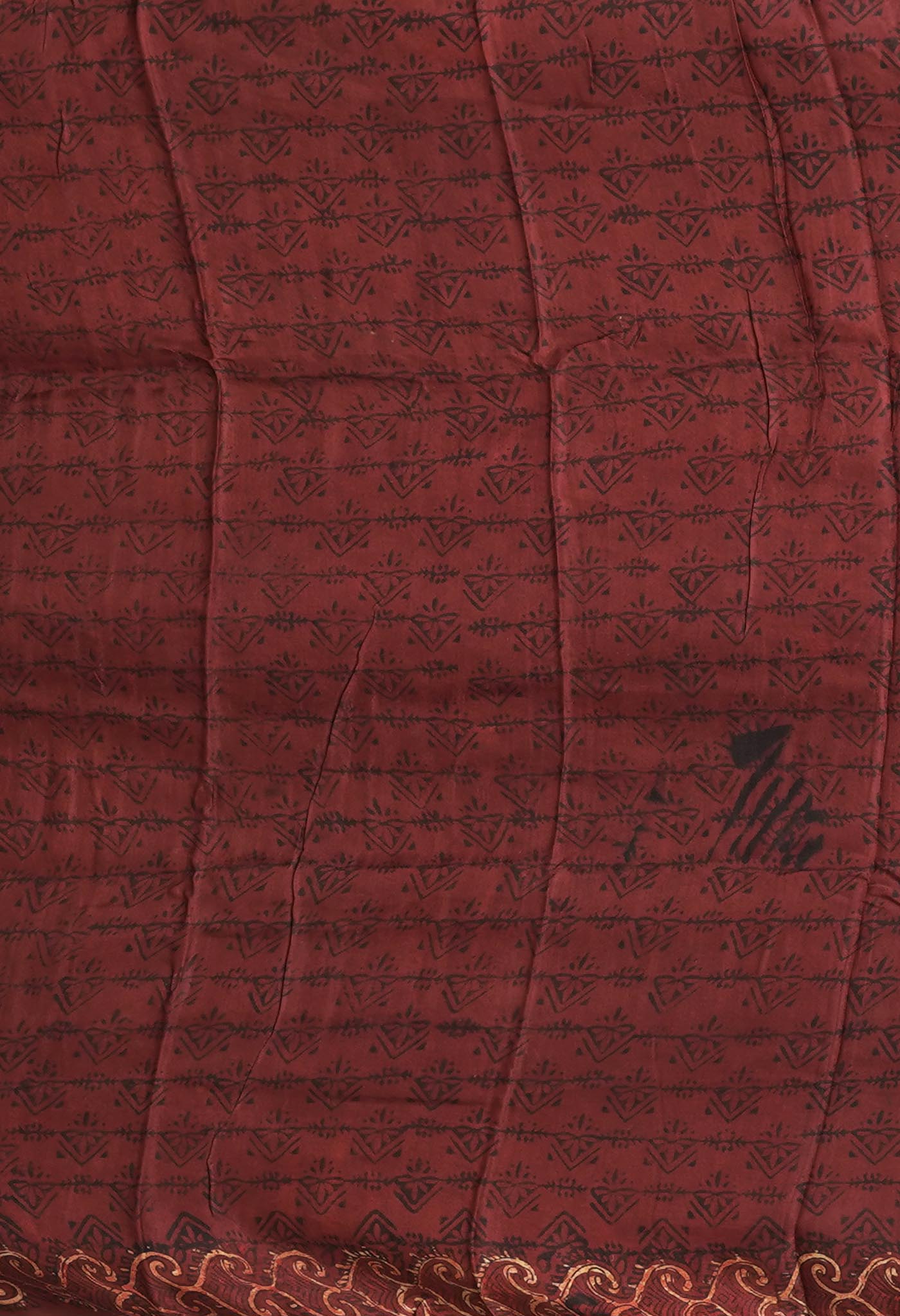 Maroon Pure Ajrakh Printed Soft Silk Saree-UNM81752