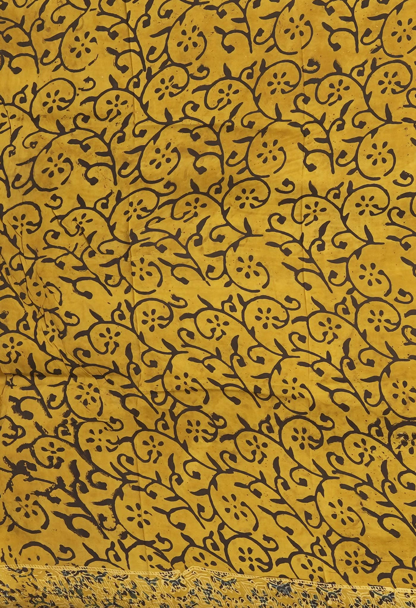 Yellow Pure Ajrakh Printed Soft Silk Saree-UNM81753