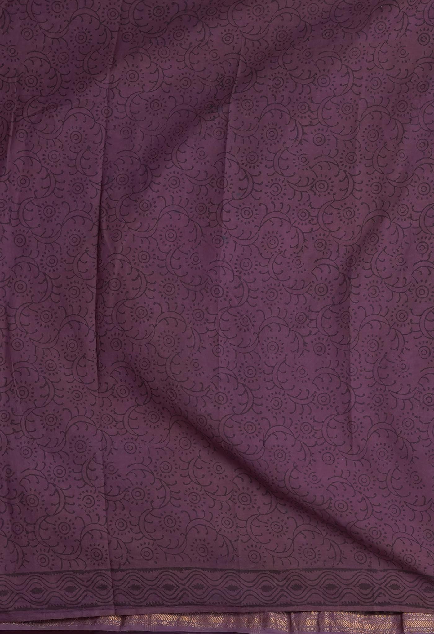 Violet Pure Vanaspathi Block Printed Maheshwari Sico Saree-UNM81773