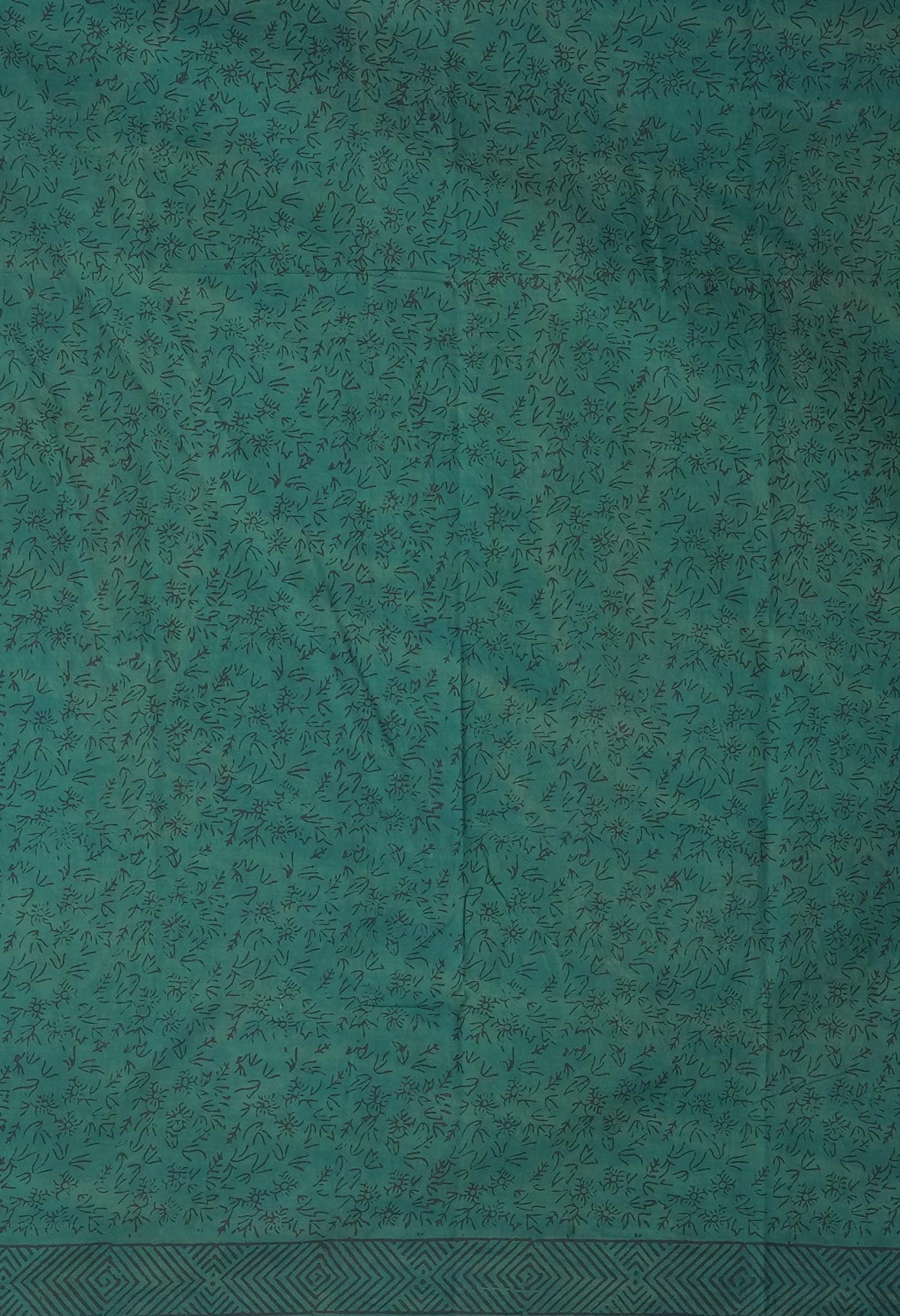 Turquoise Blue Pure Vanaspathi Block Printed Maheshwari Sico Saree-UNM81777