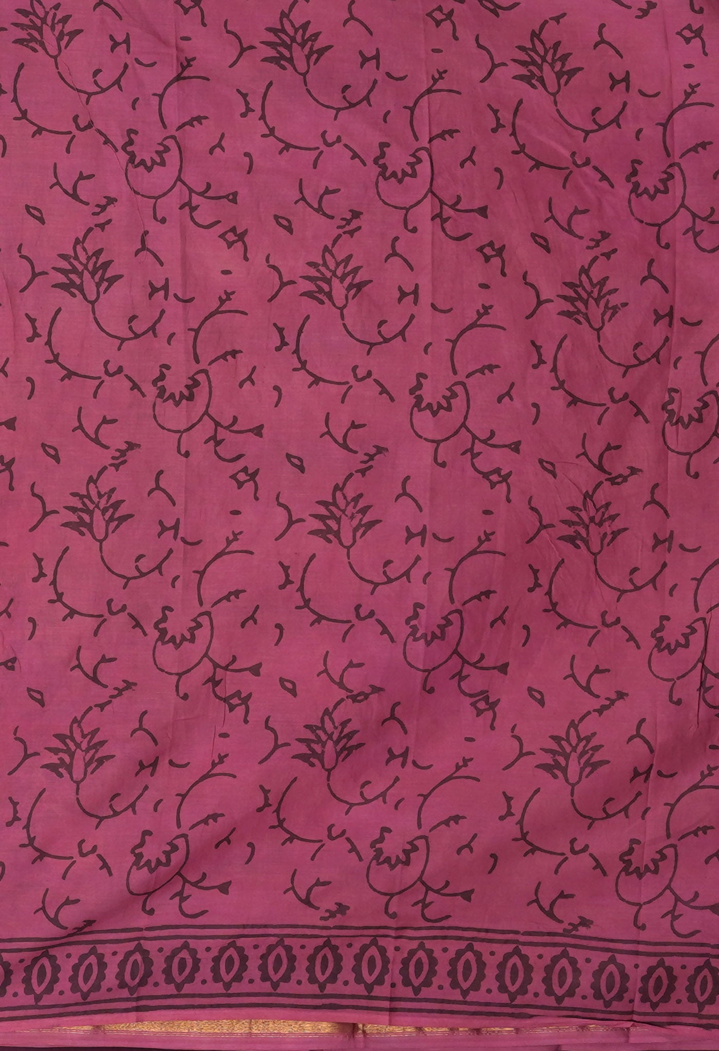 Pink-Black Pure Vanaspati Block Printed Chanderi Sico Saree-UNM81781