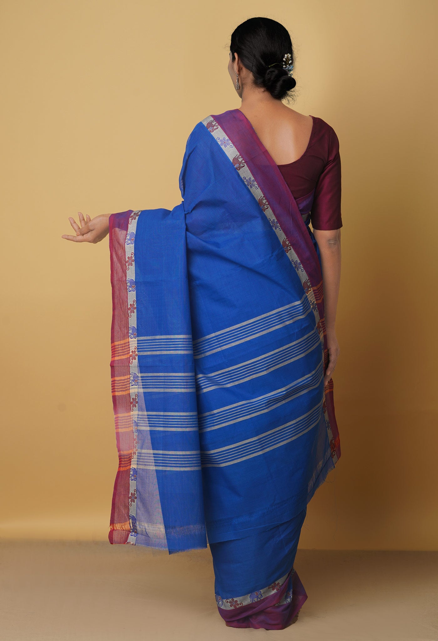 Border Red Traditional Ilkal Saree, With blouse piece at best price in New  Delhi
