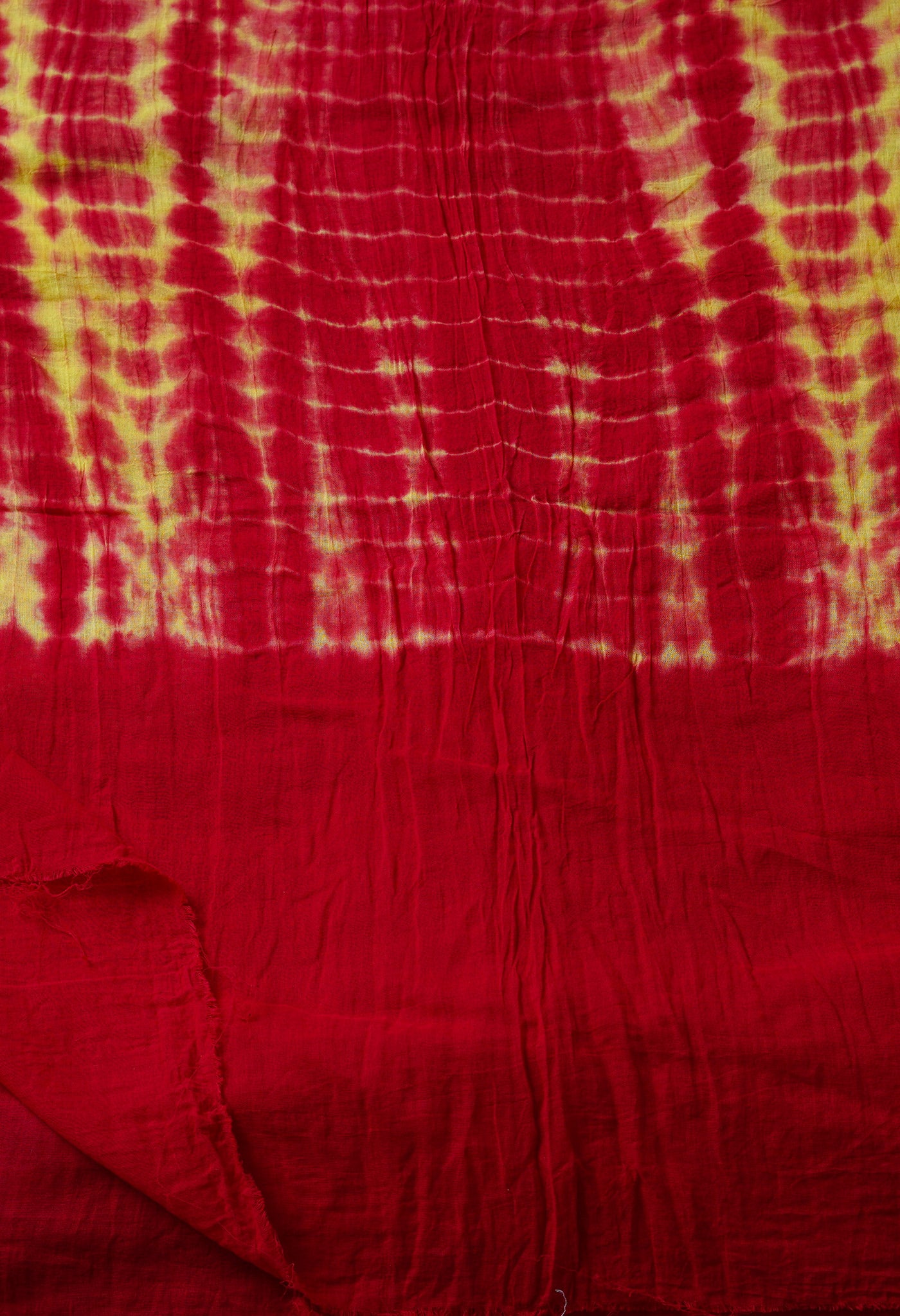 Red Pure Tie- Dye Shibori Cotton Dupatta-UDS3787