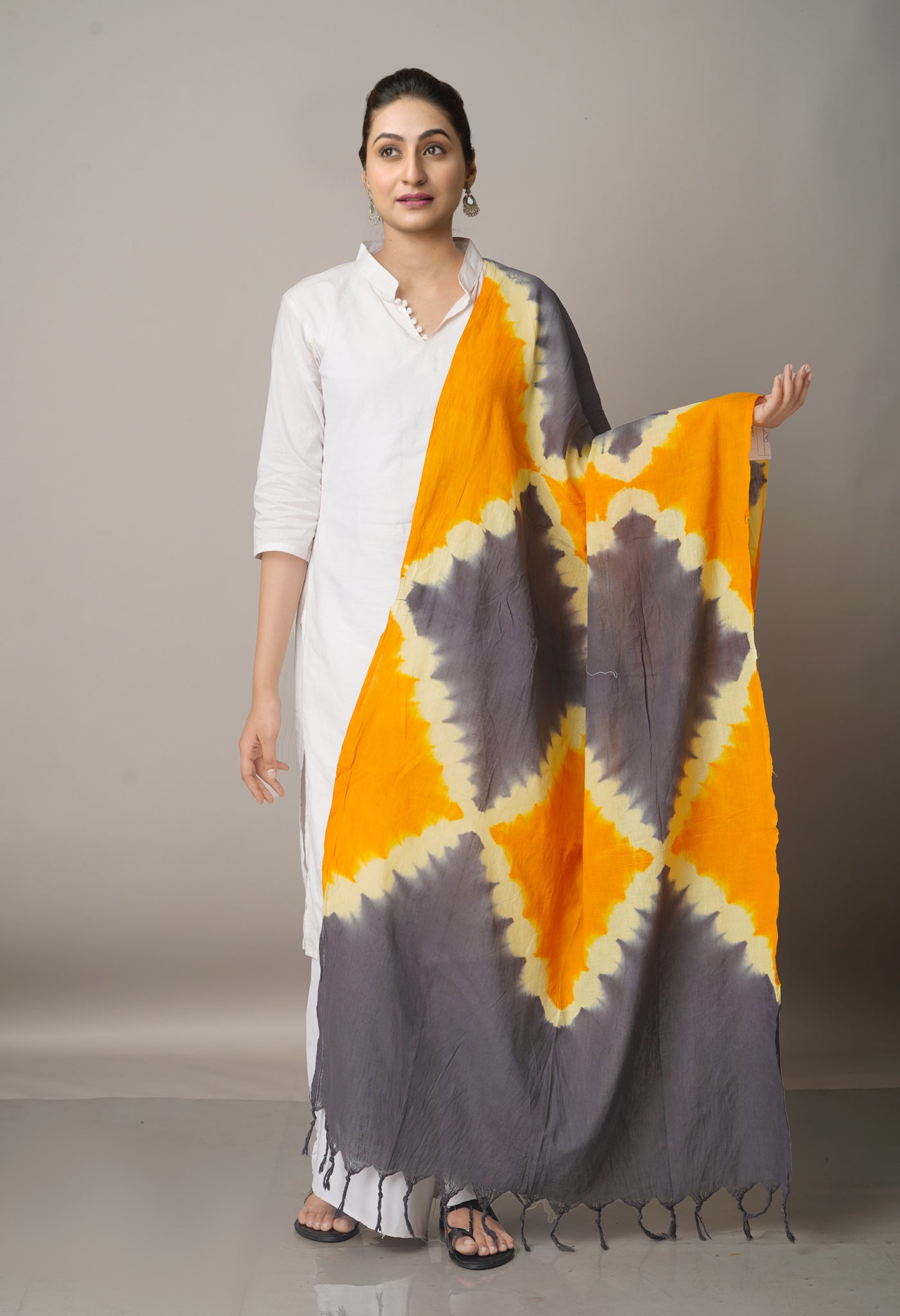 Multi Pure Tie- Dye Shibori Cotton Dupatta-UDS3590