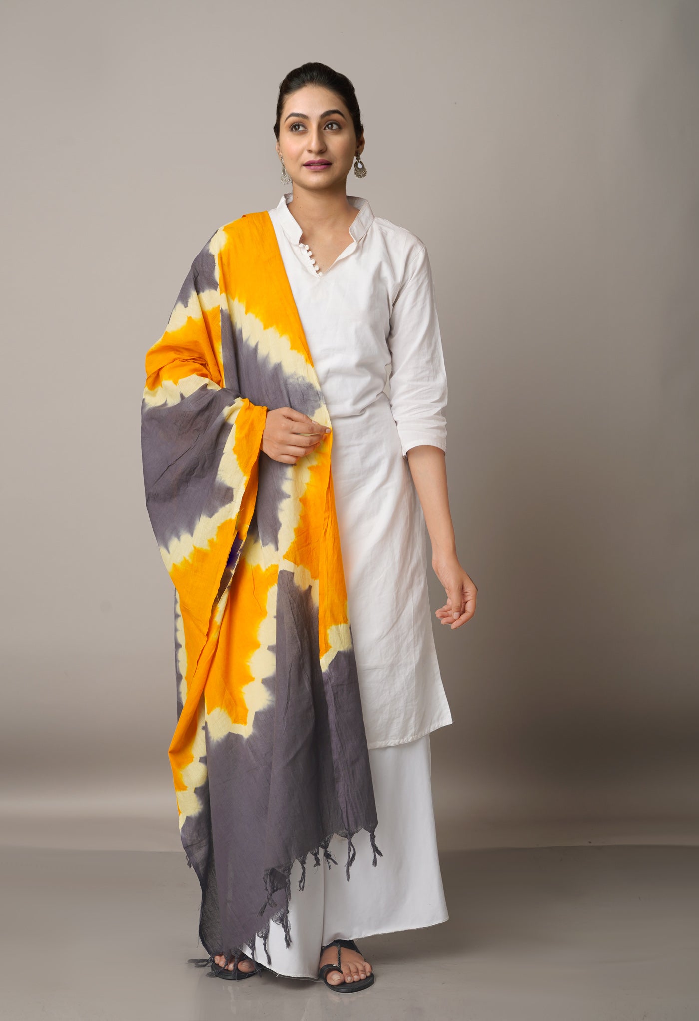 Multi Pure Tie- Dye Shibori Cotton Dupatta-UDS3590