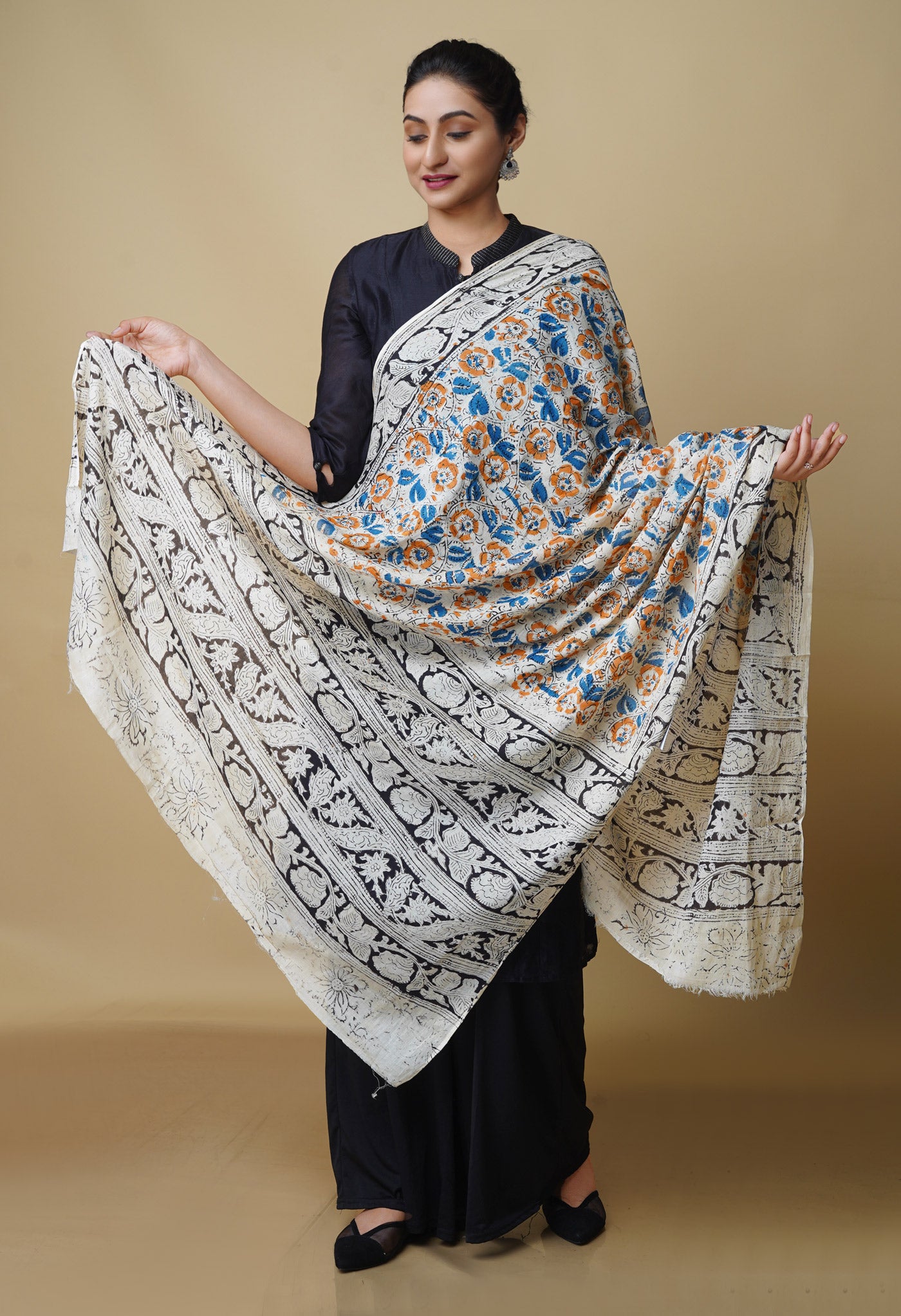 Multi Pure Kalamkari Handblock Printed Cotton Dupatta –UDS4042