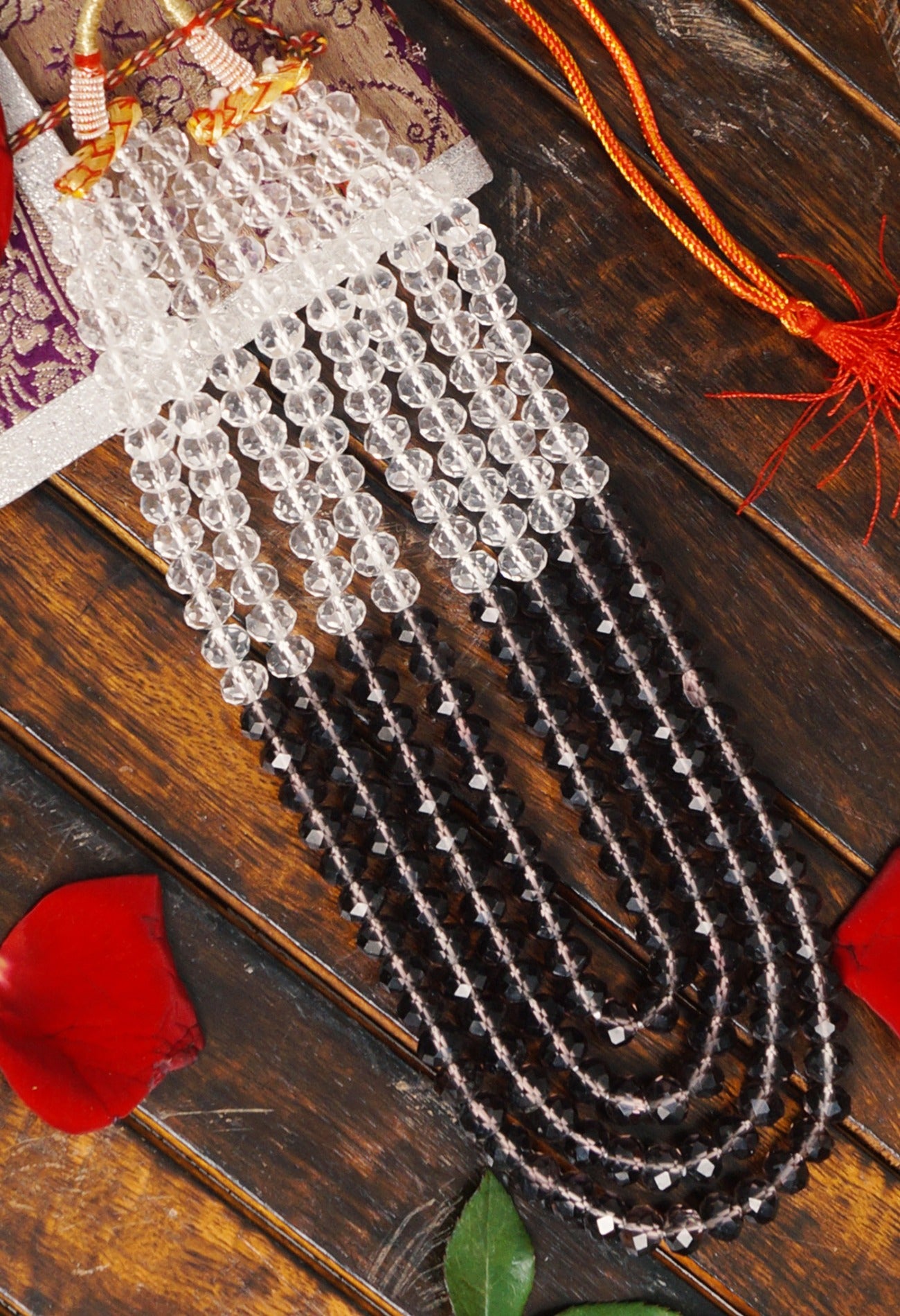 White-Grey Amravati Crystal Necklace-UJ173