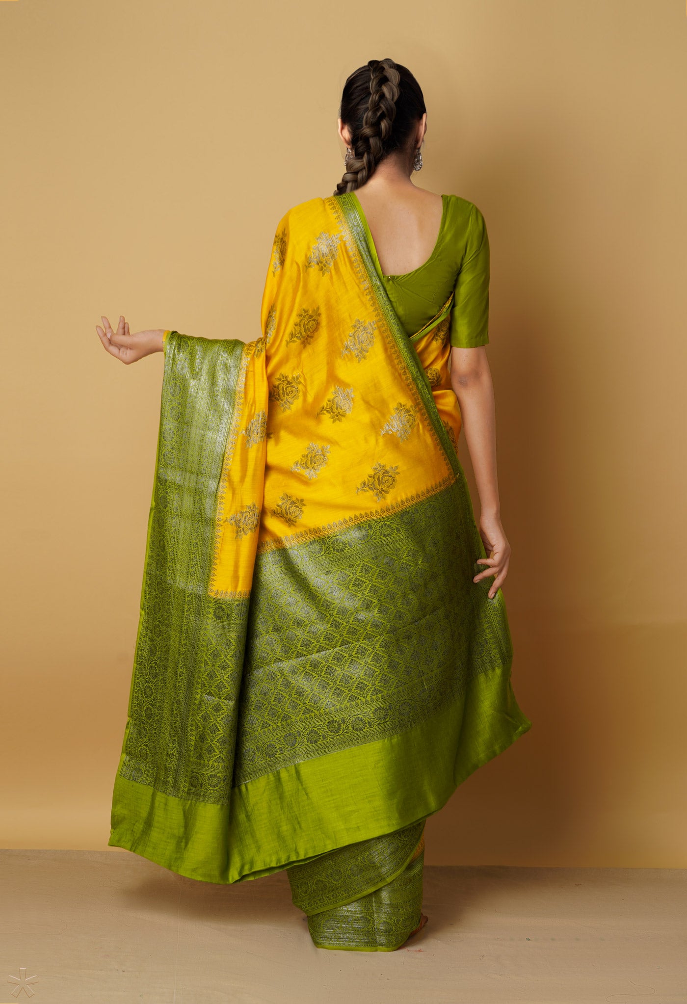 Yellow  Kanjivaram Sico Saree-UNM65433