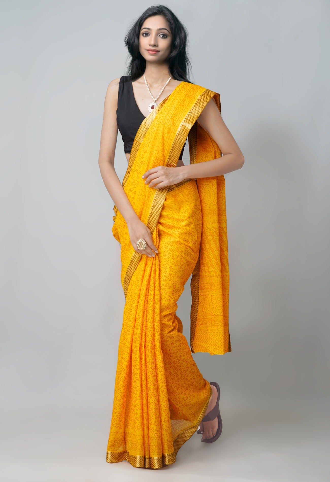 Online Shopping for Yellow Pure Bagh venkatagiri Superfine Cotton Saree with Bagh from Andhra Pradesh at Unnatisilks.com India
