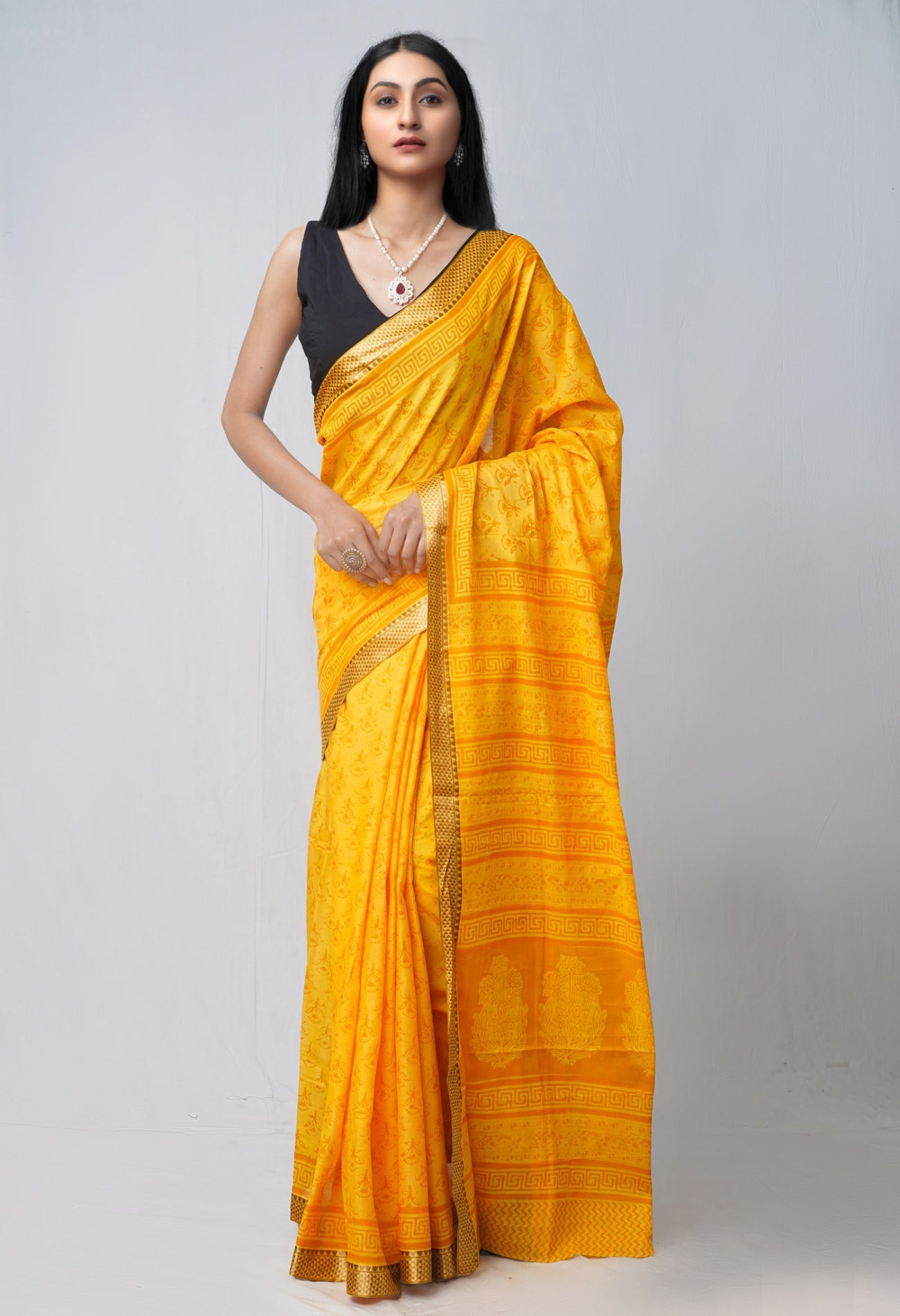 Yellow Pure Bagh venkatagiri Superfine Cotton Saree