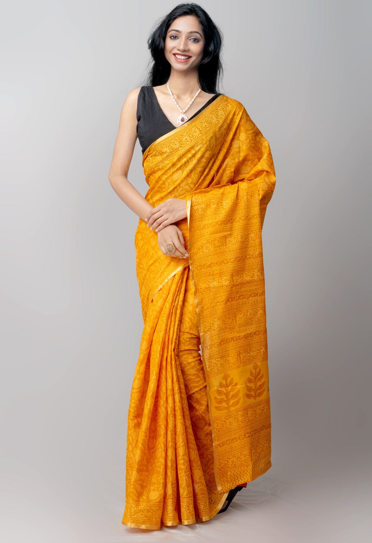 Online Shopping for Orange Pure Bagh venkatagiri Superfine Cotton Saree with Bagh from Andhra Pradesh at Unnatisilks.com India
