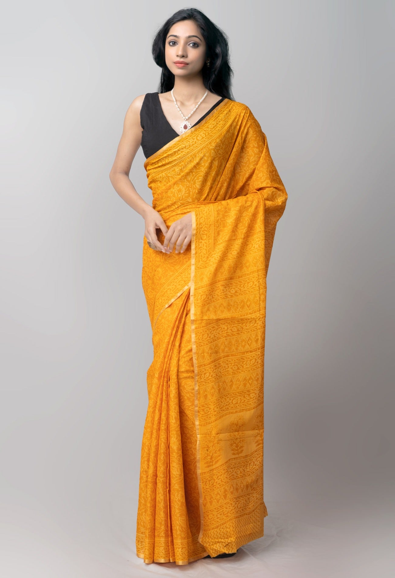 Online Shopping for Yellow Pure Bagh venkatagiri Superfine Cotton Saree with Bagh from Andhra Pradesh at Unnatisilks.com India
