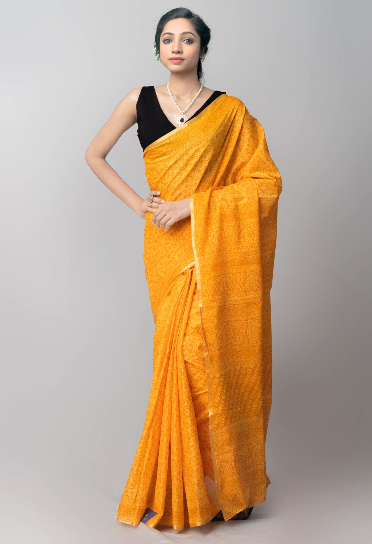 Online Shopping for Yellow Pure Bagh venkatagiri Superfine Cotton Saree with Bagh from Andhra Pradesh at Unnatisilks.com India
