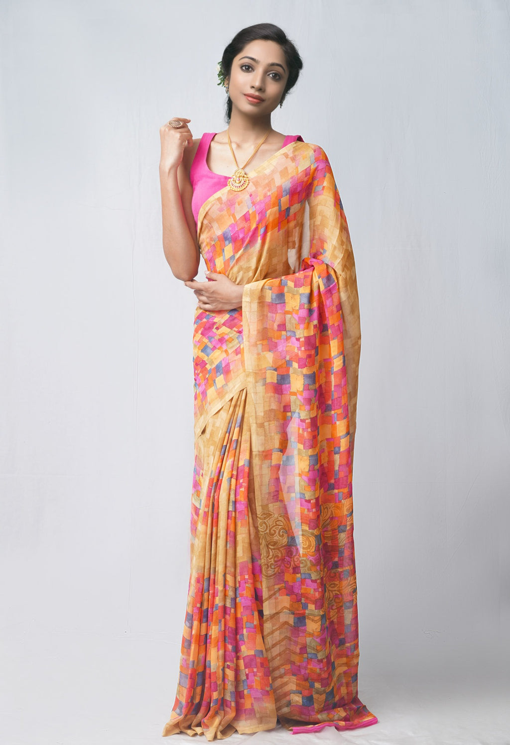 Multicolor Pure Chiffon Saree, With Blouse Piece at Rs 550 in Surat
