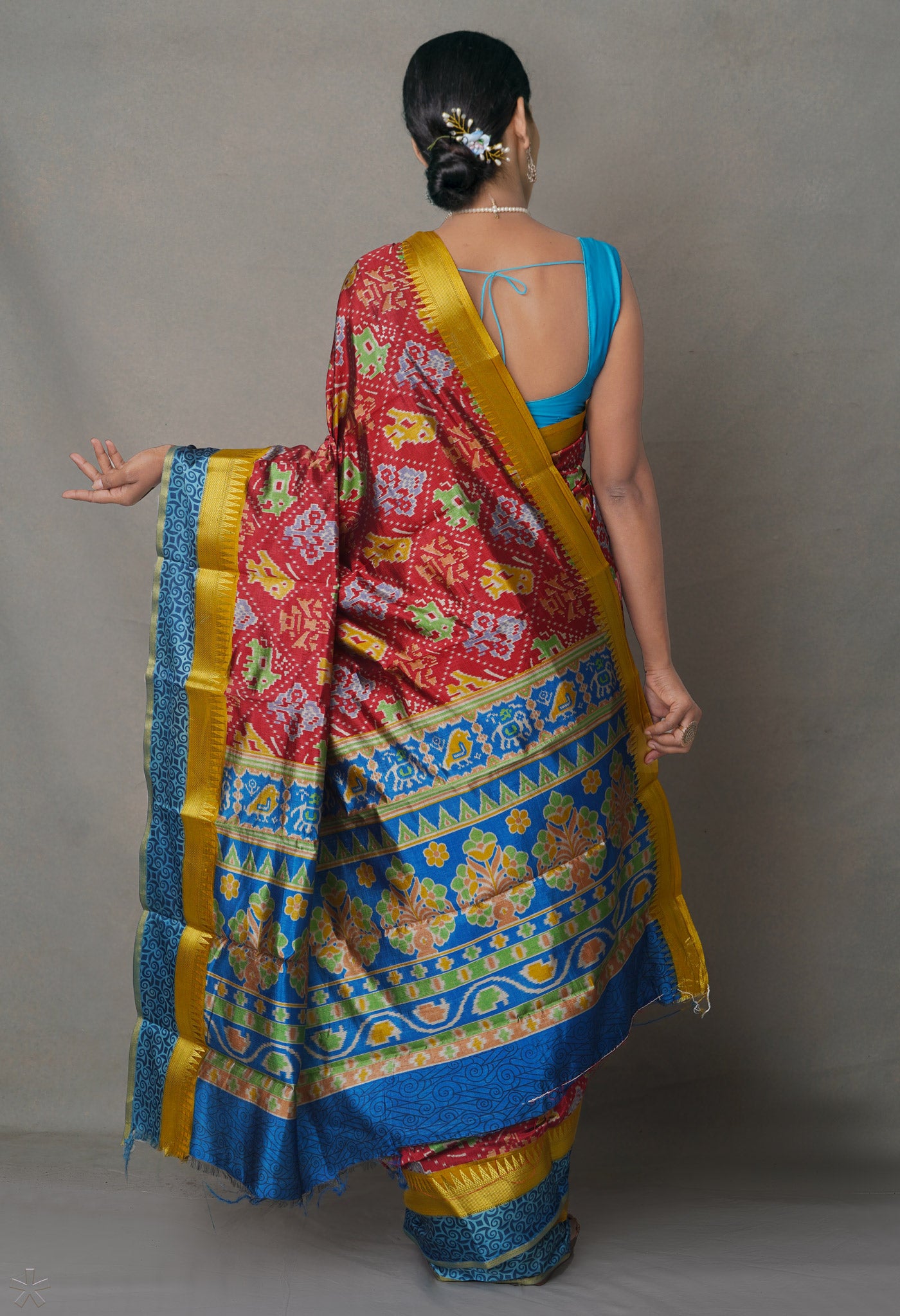 Traditional Hathi Popat Single Ikat Rajkot Patola Saree – Rajendra.co