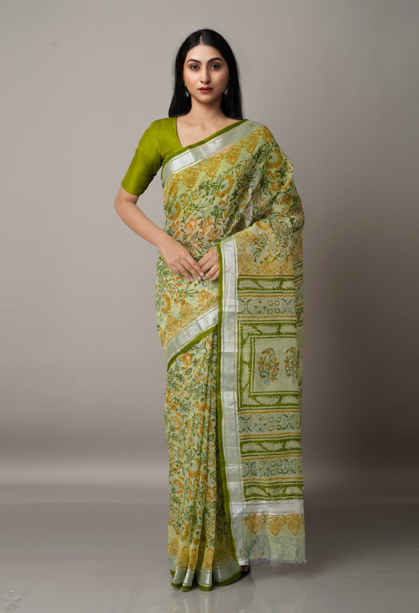 Kanchipuram Silk Tissue Brocade Cream Saree | Kankatala