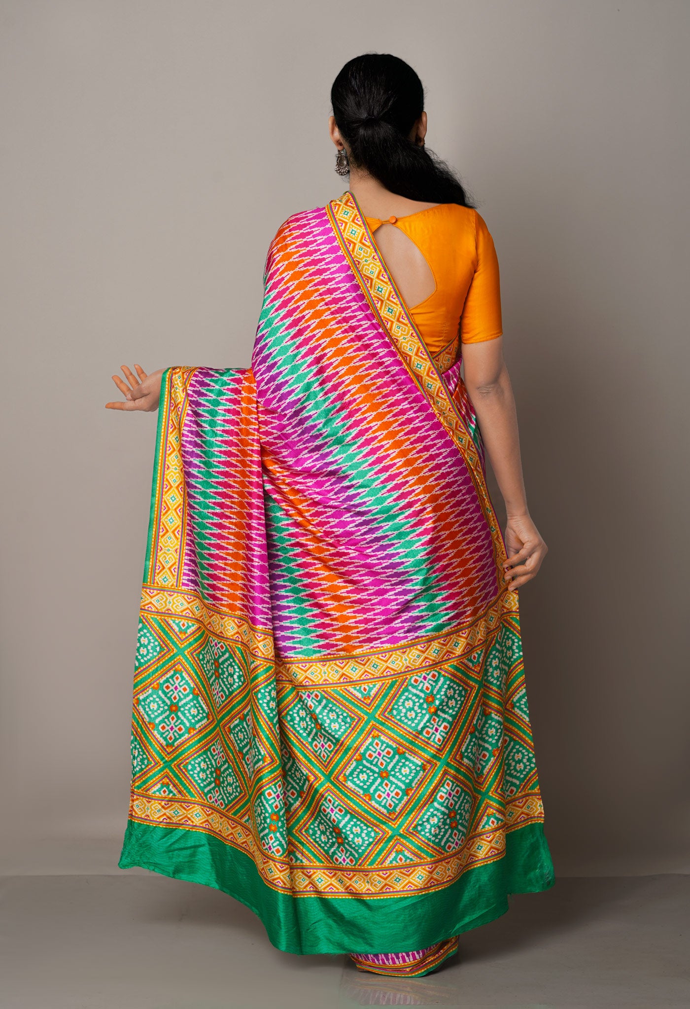 Multi  Ikat Printed Soft Silk Saree-UNM67397