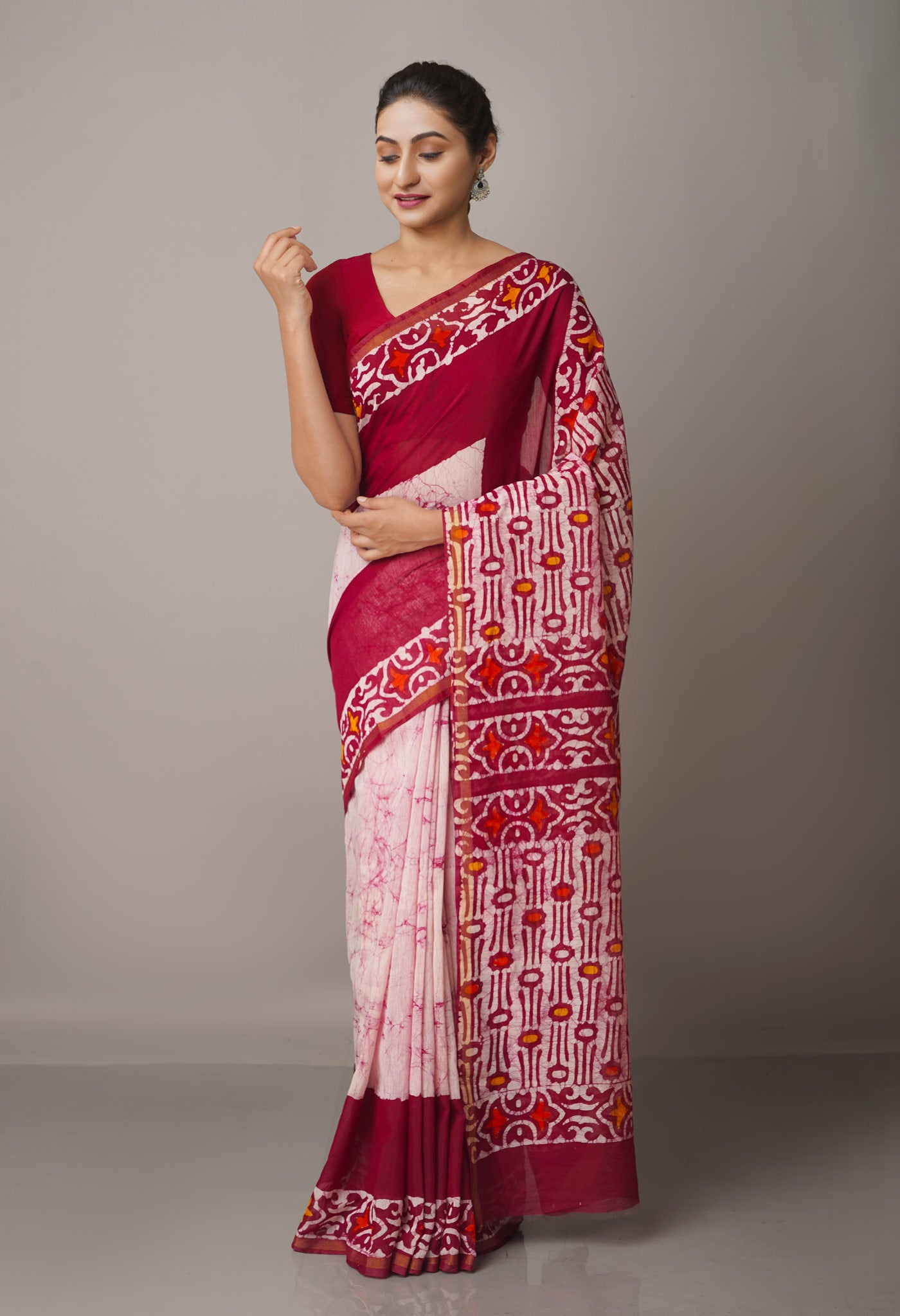 Purple  Batik Chanderi  Sico Saree-UNM67519