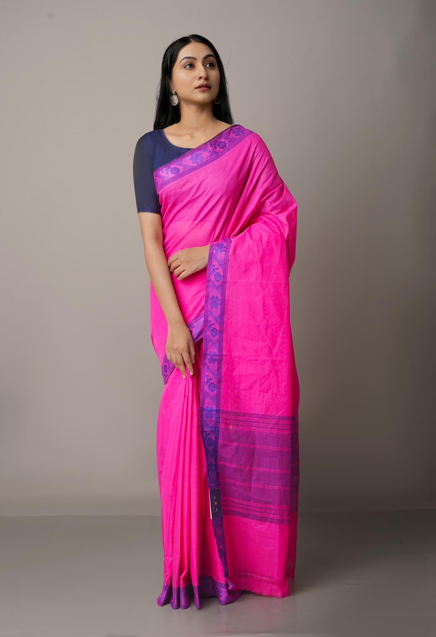 Black Colored Cotton Sarees in Plain or Combination Styles From Rs.1499