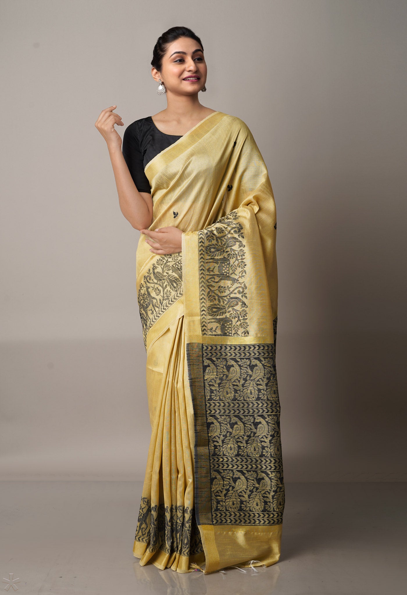 Cream  Dupion Silk Saree-UNM67860