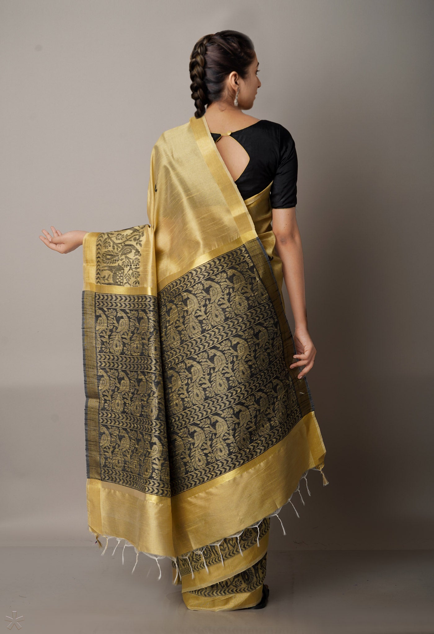 Cream  Dupion Silk Saree-UNM67860