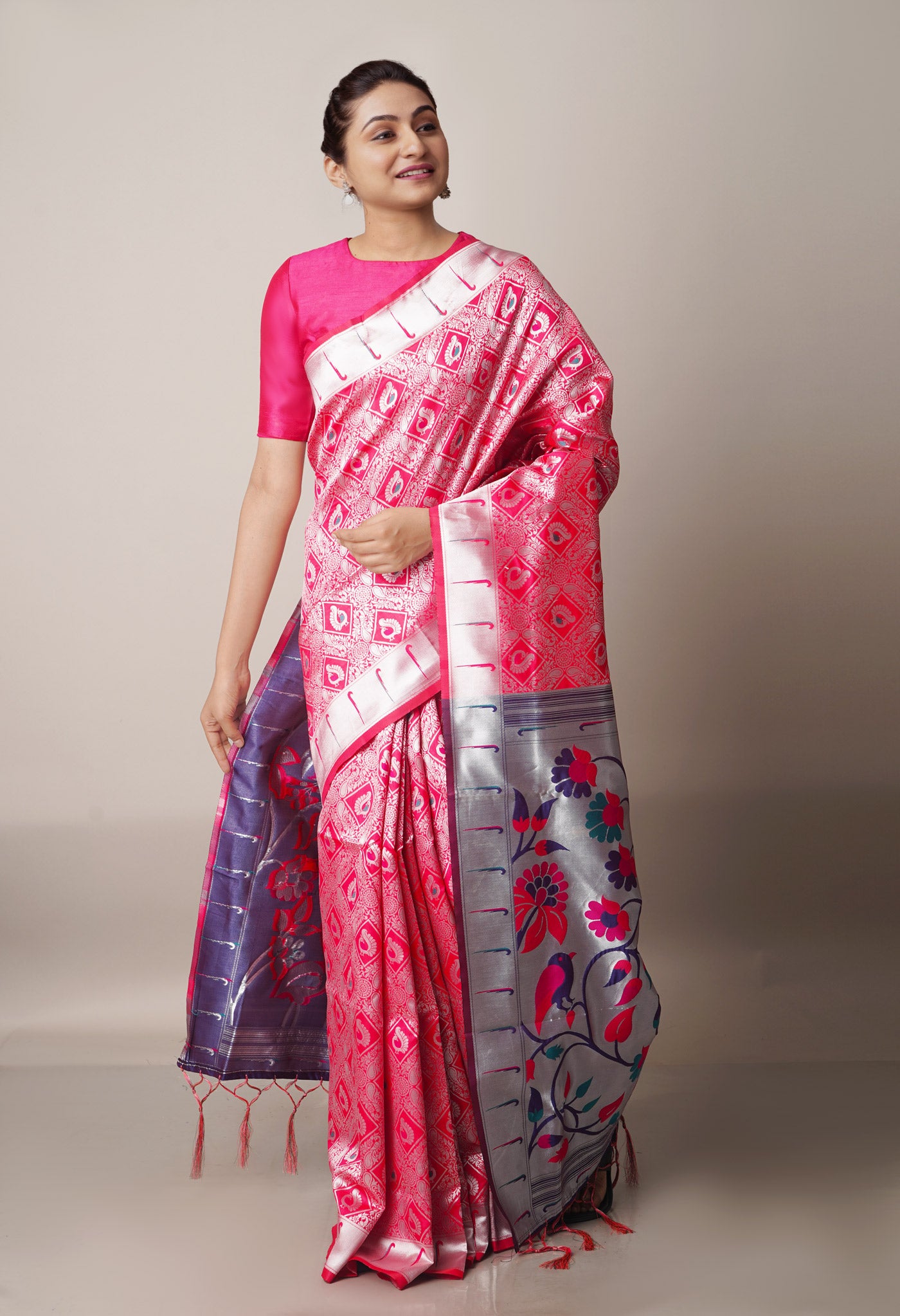 Pink Paithani Silk Saree