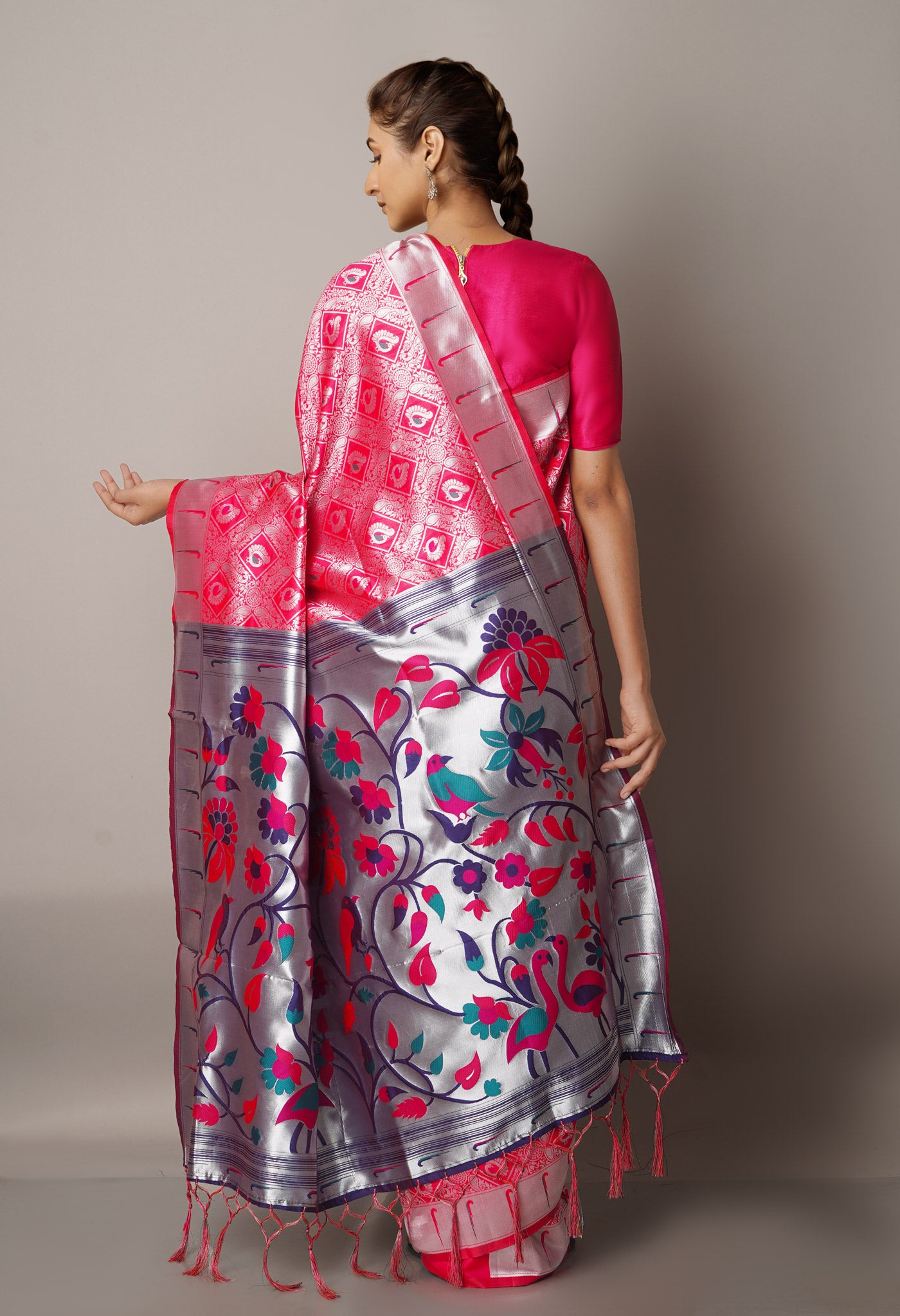 Pink Paithani Silk Saree