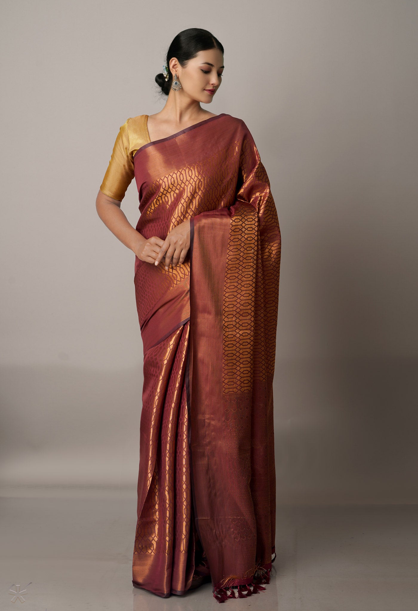 Dark Brown  Fancy Banarasi Silk Saree-UNM67946