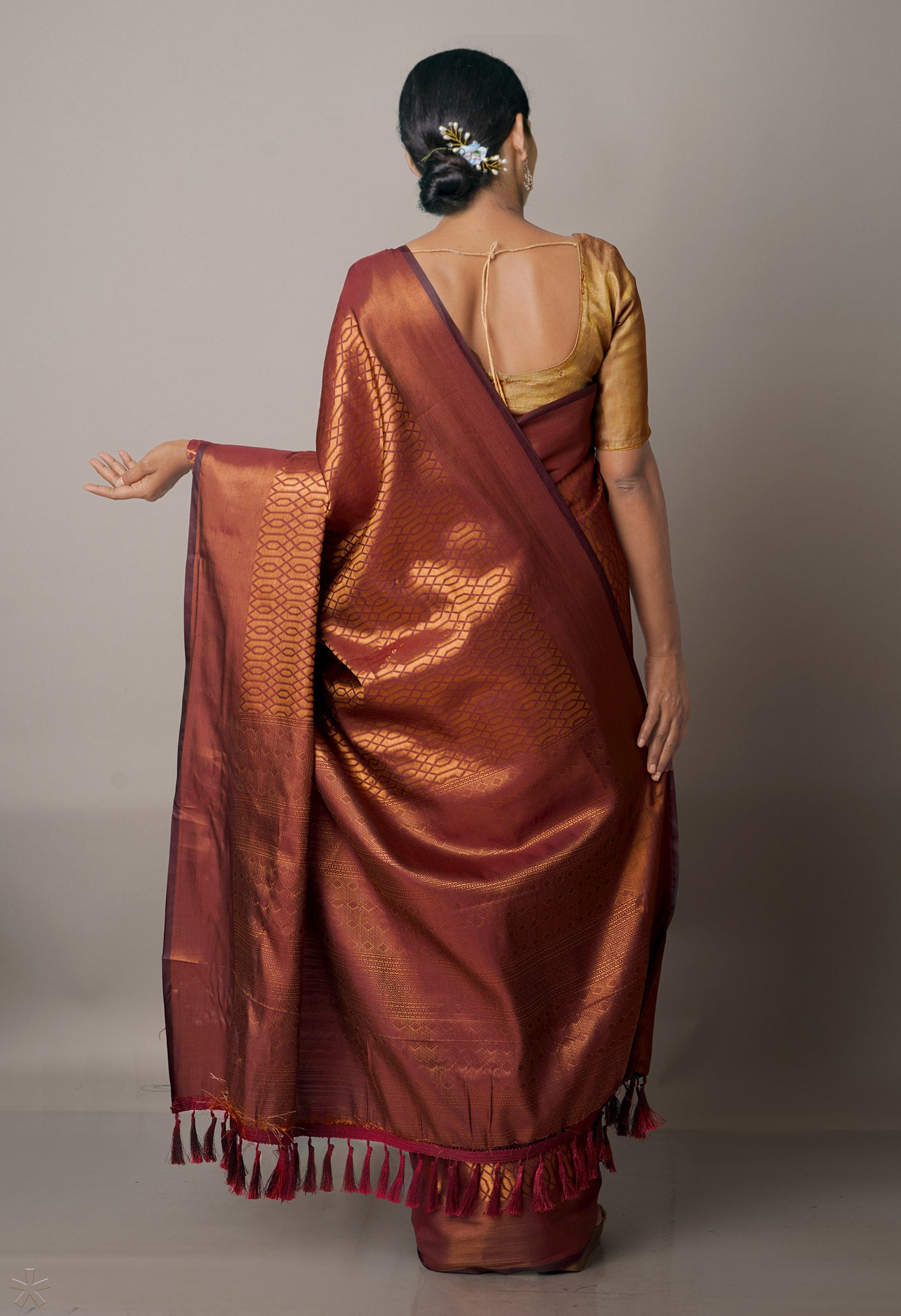 Dark Brown  Fancy Banarasi Silk Saree-UNM67946