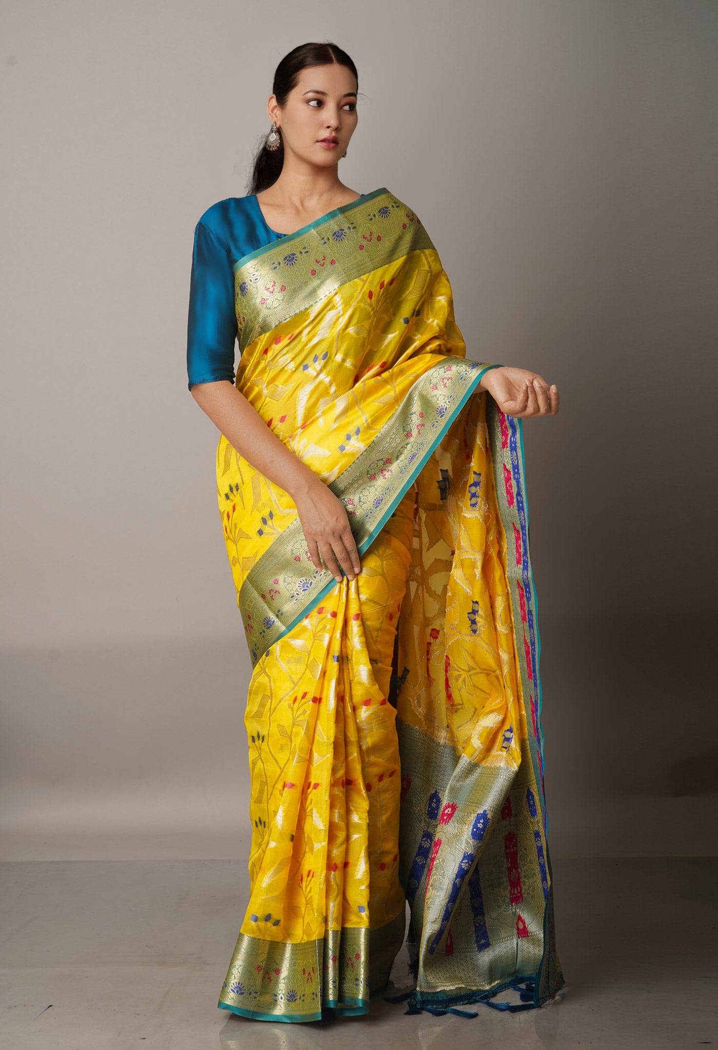 Yellow  Fancy Banarasi Silk Saree-UNM67964