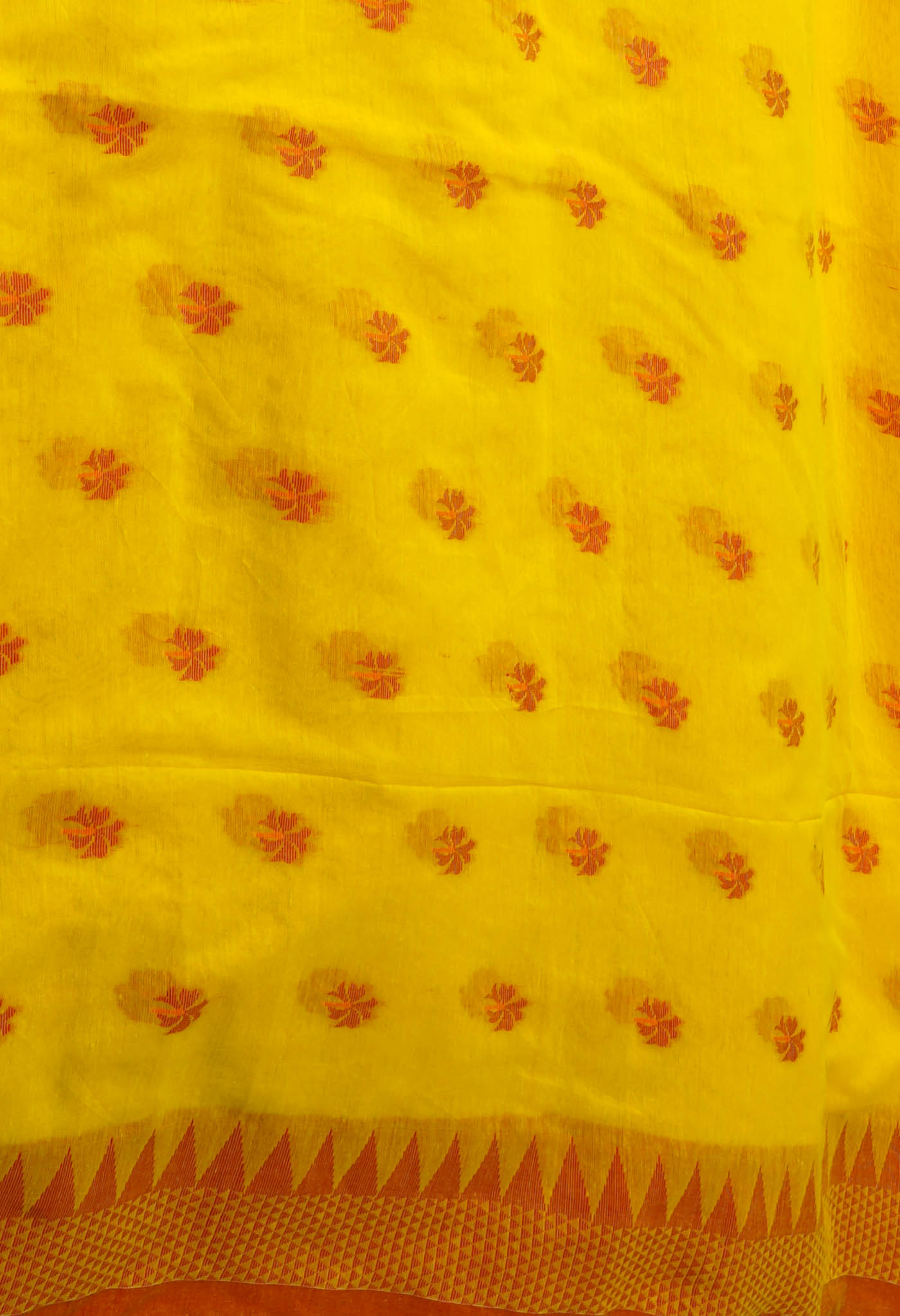 Yellow Handloom Jamdhani Bengal Sico Saree-UNM68227