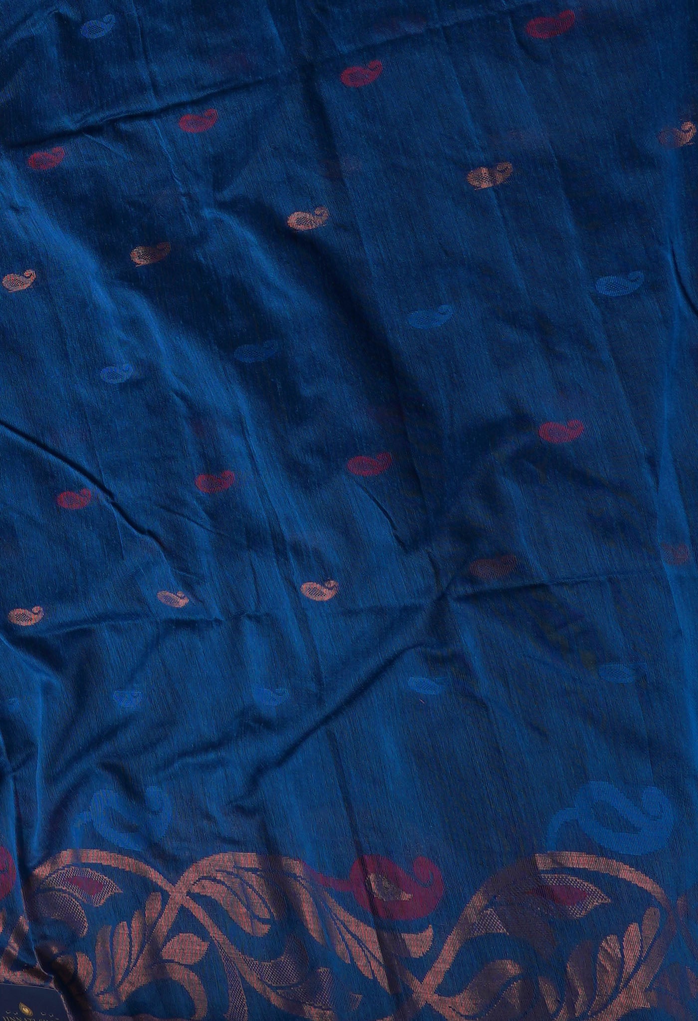 Navy Blue Handloom Jamdhani Bengal Sico Saree-UNM68245