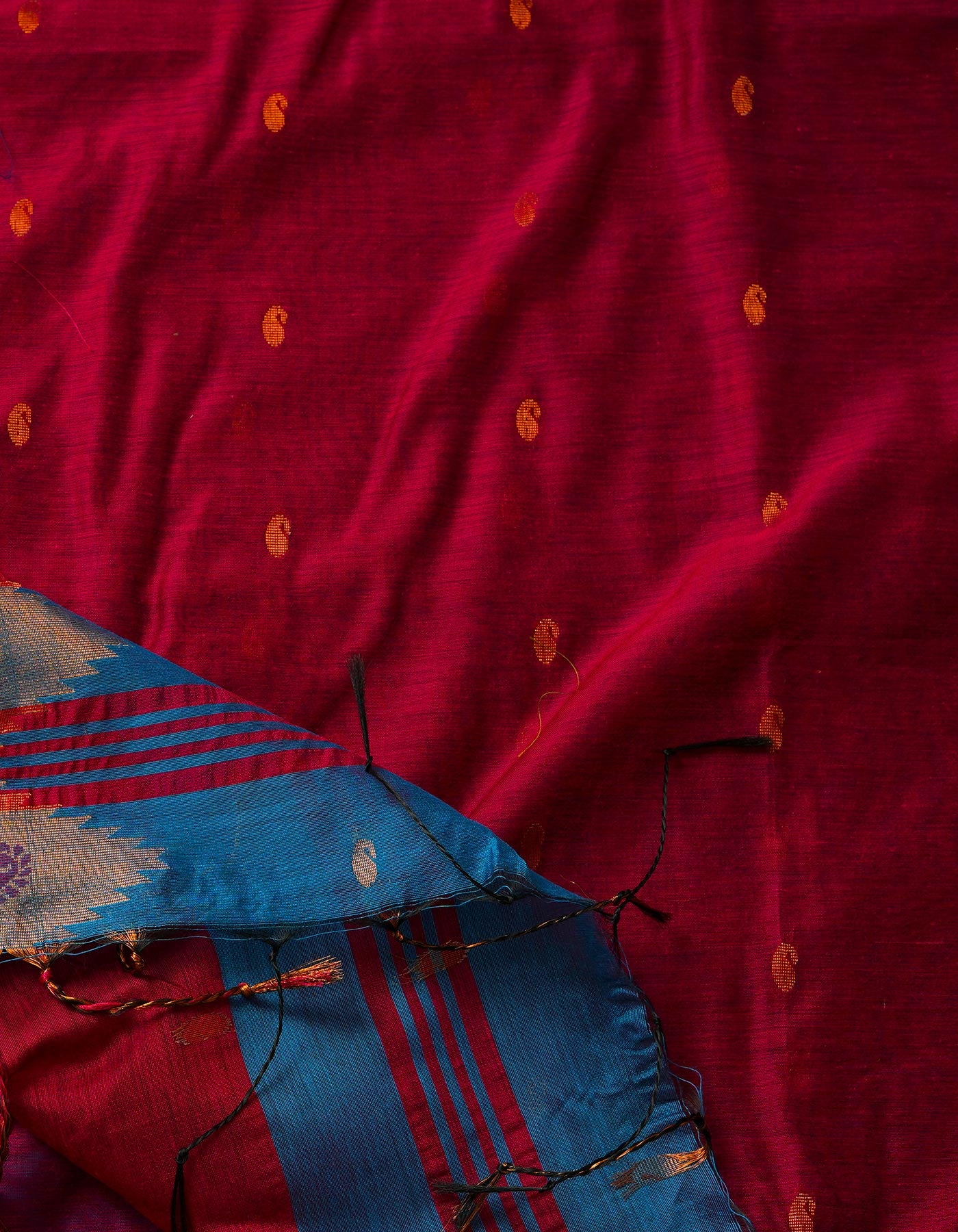 Blue Handloom Jamdhani Bengal Sico Saree-UNM68314