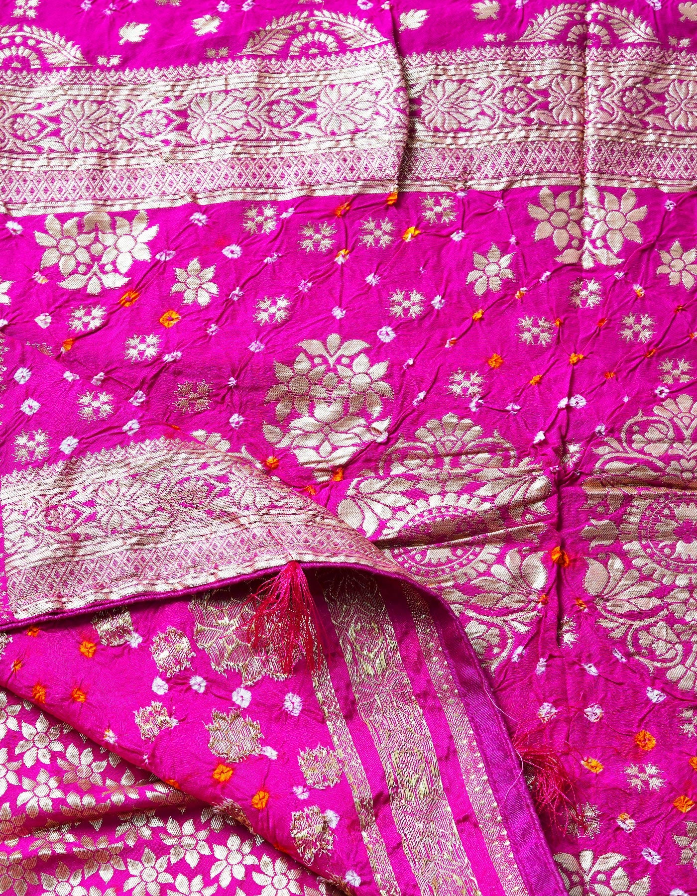 Pink  Bandhani Banarasi Silk Saree-UNM68388