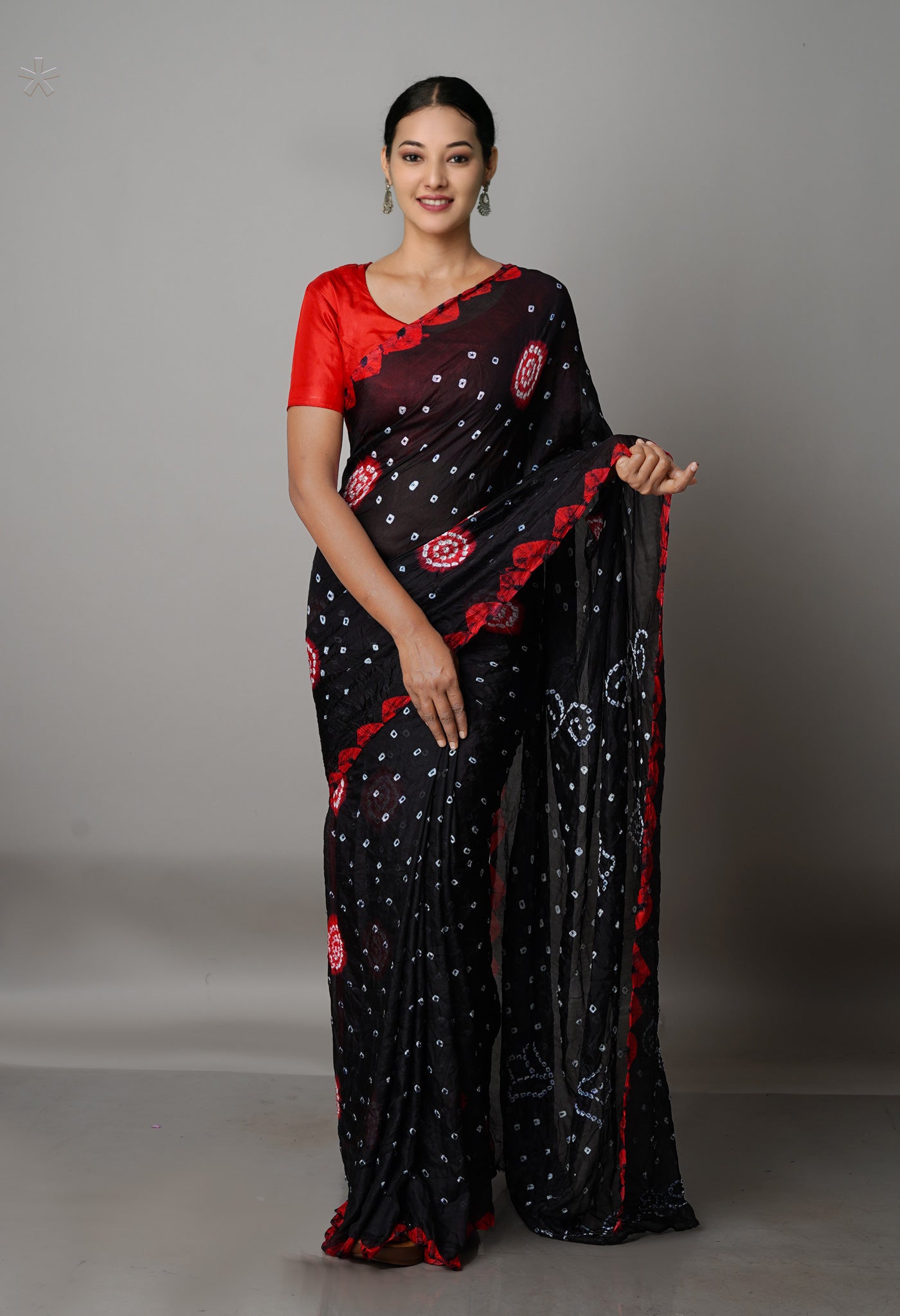 Black  Bandhani Soft Silk Saree-UNM68405