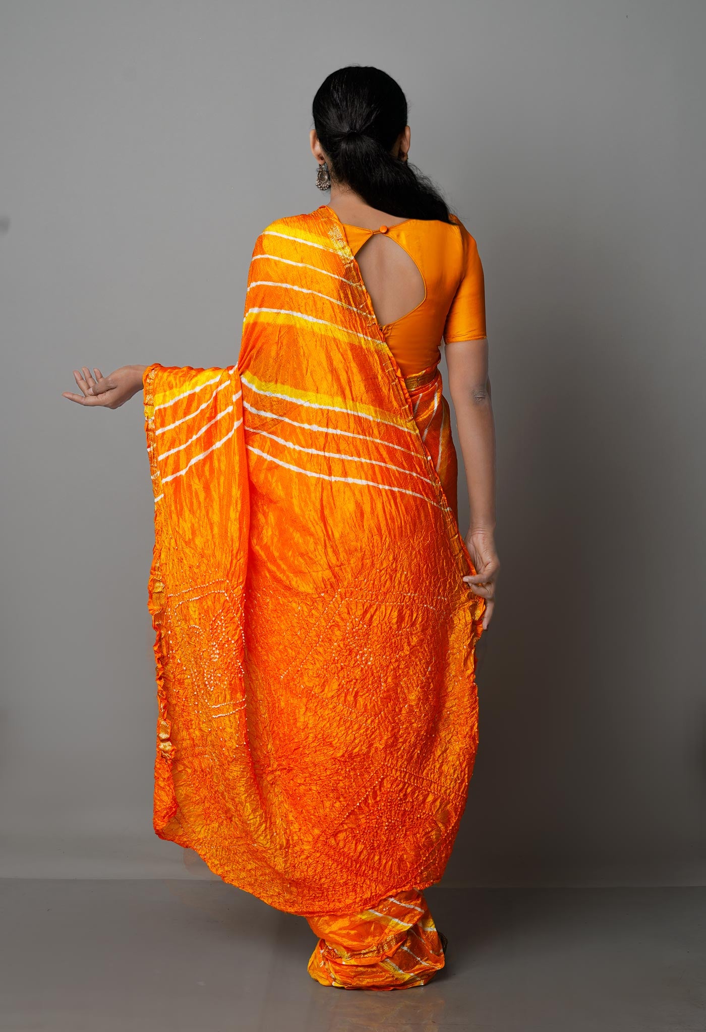 Mustard Yellow  Bandhani Soft Silk Saree-UNM68410