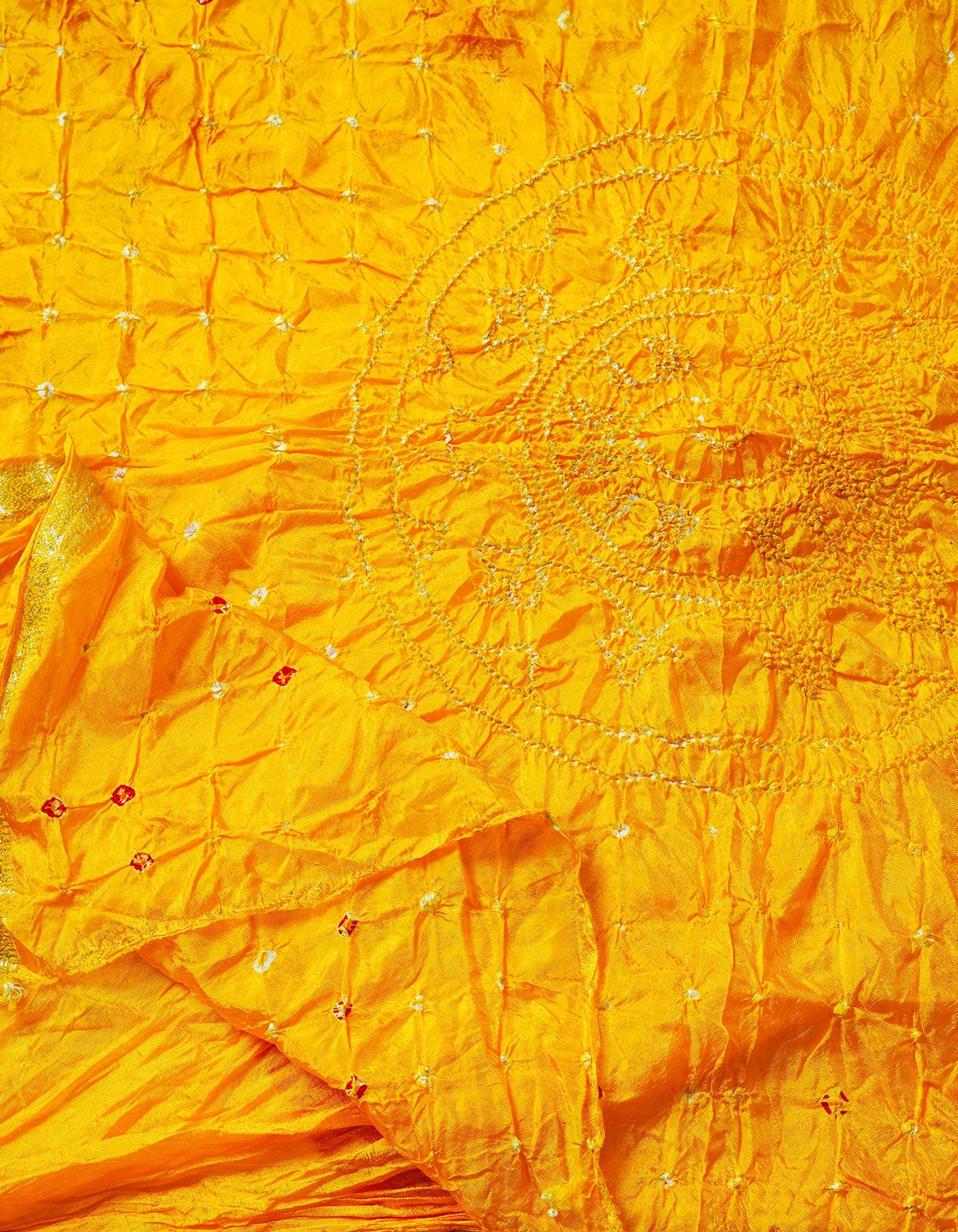 Yellow  Bandhani Soft Silk Saree-UNM68411